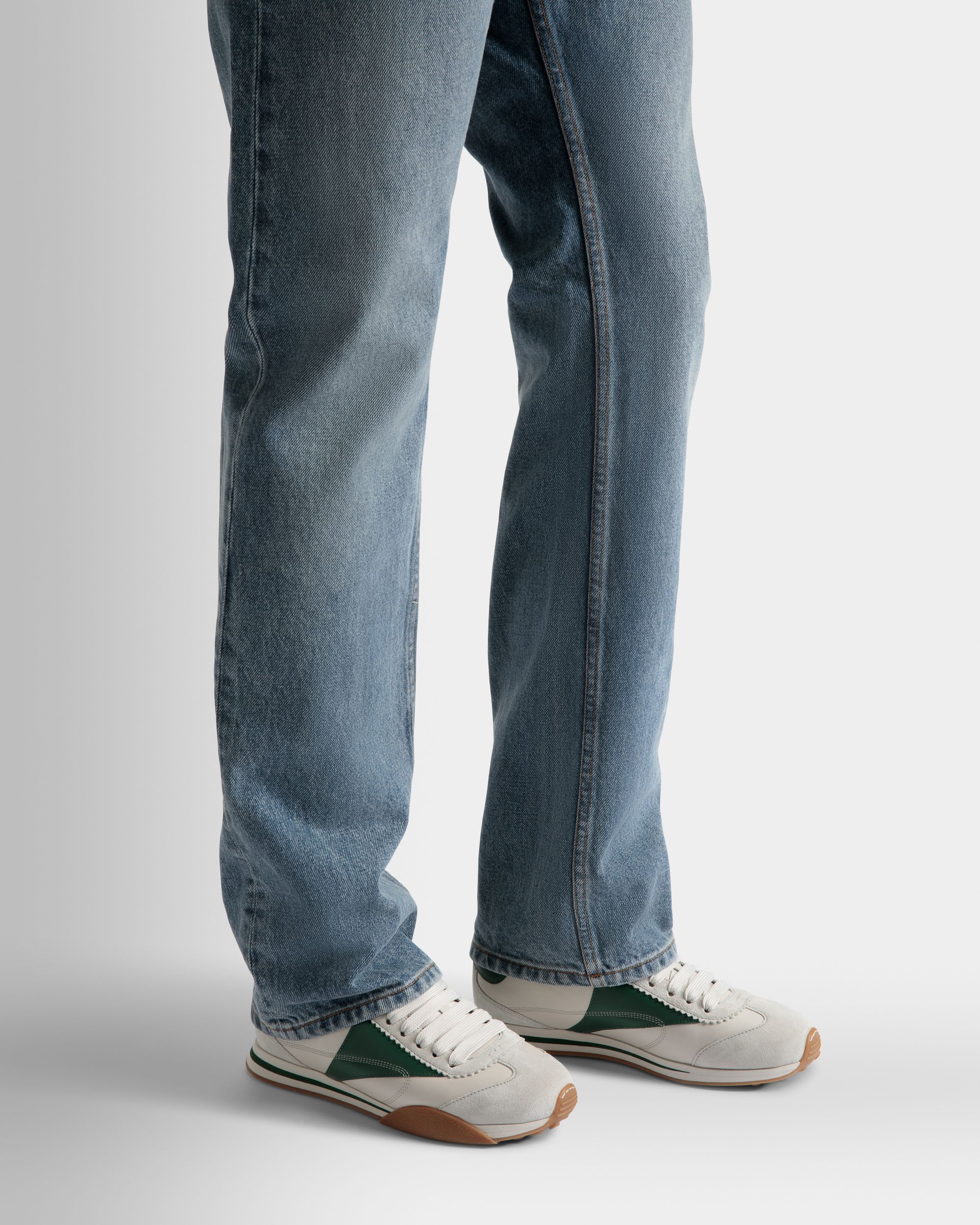 Bally Global - Sneakers Sussex En Cuir Blanc Poussière Et Kelly Green - Blanc