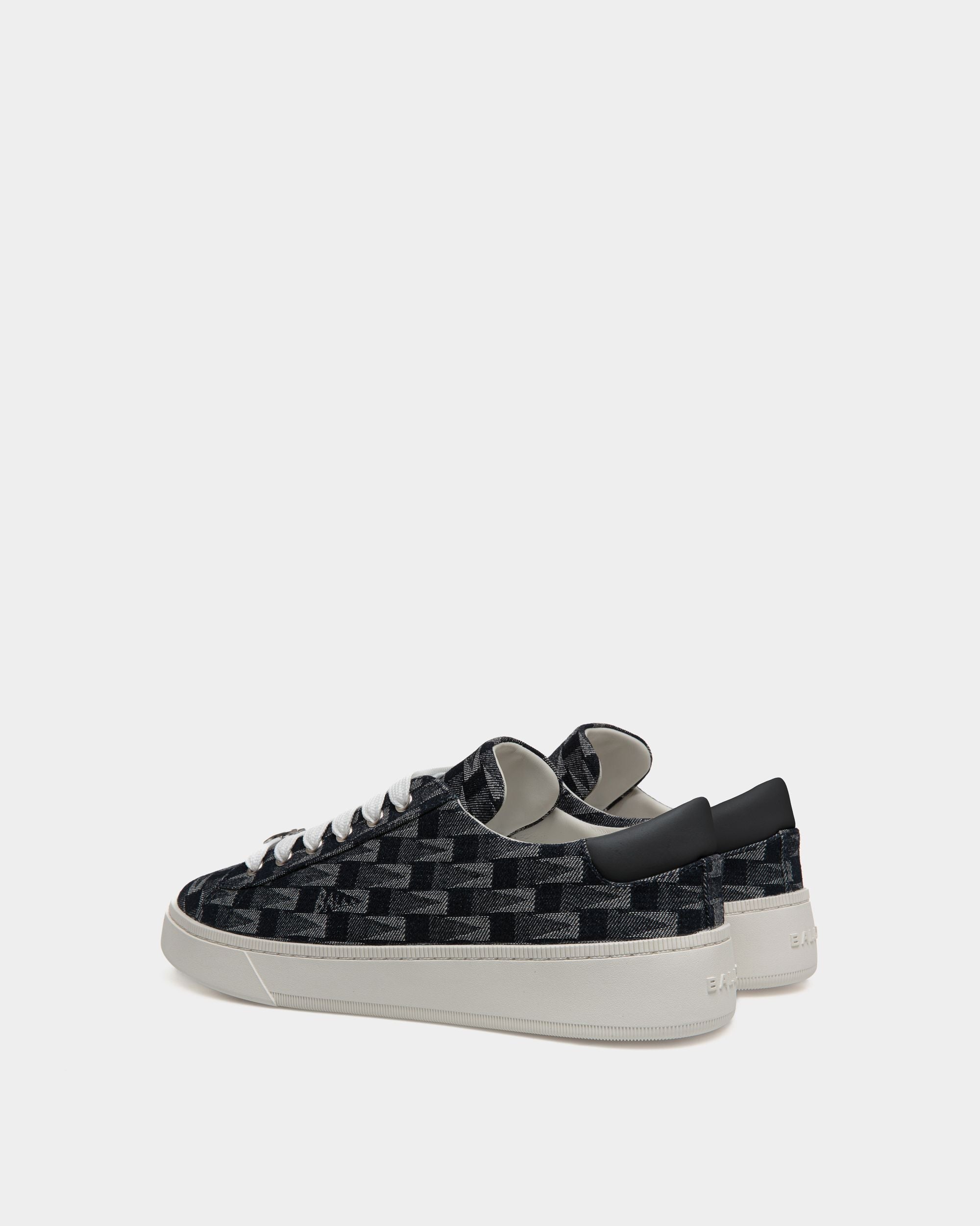 Bally Global - Raise Sneaker in Navy Blue Pennant Print Denim - Bleu