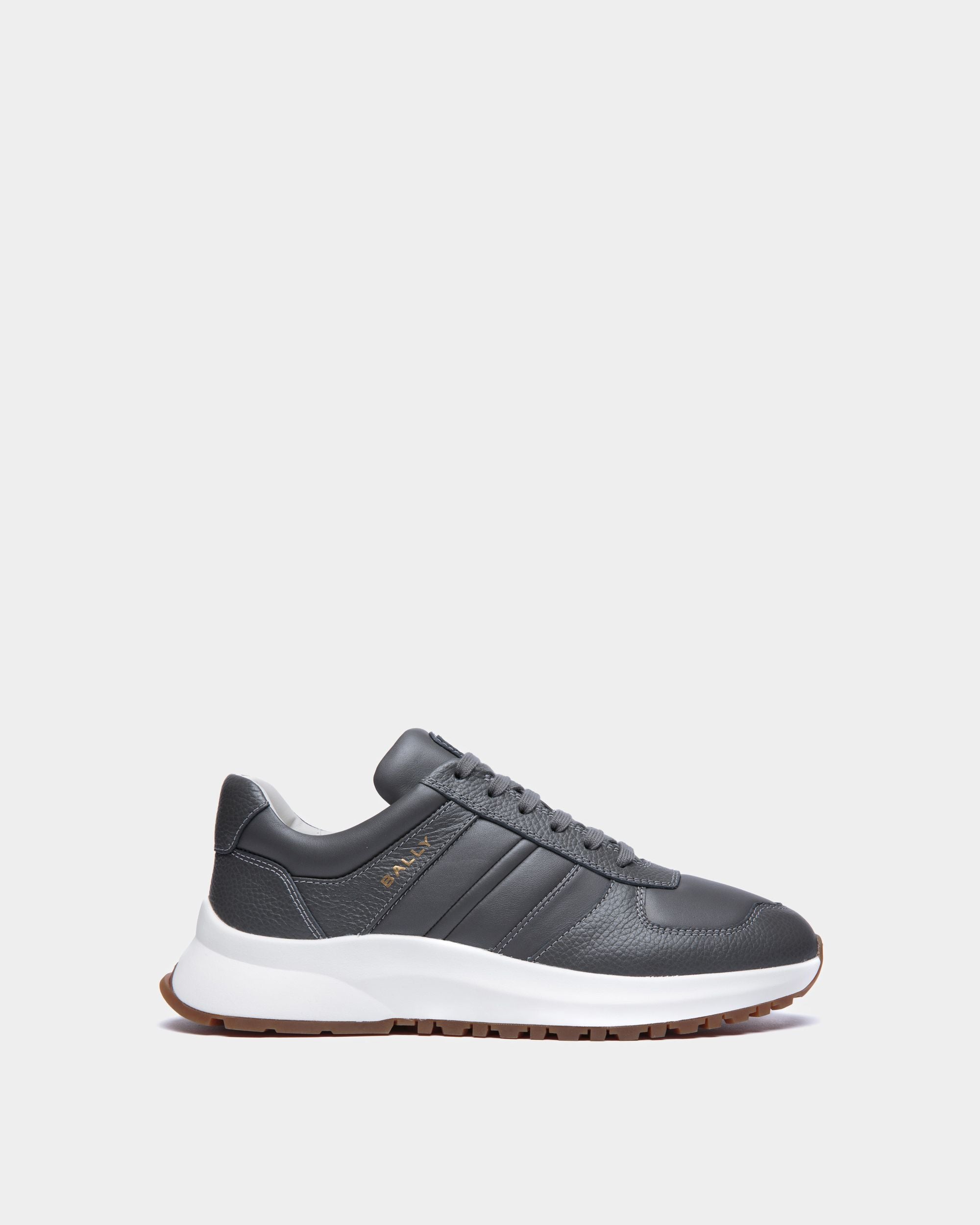 Bally Global - Zapatilla Outline De Piel Granulada En Gris - Gris
