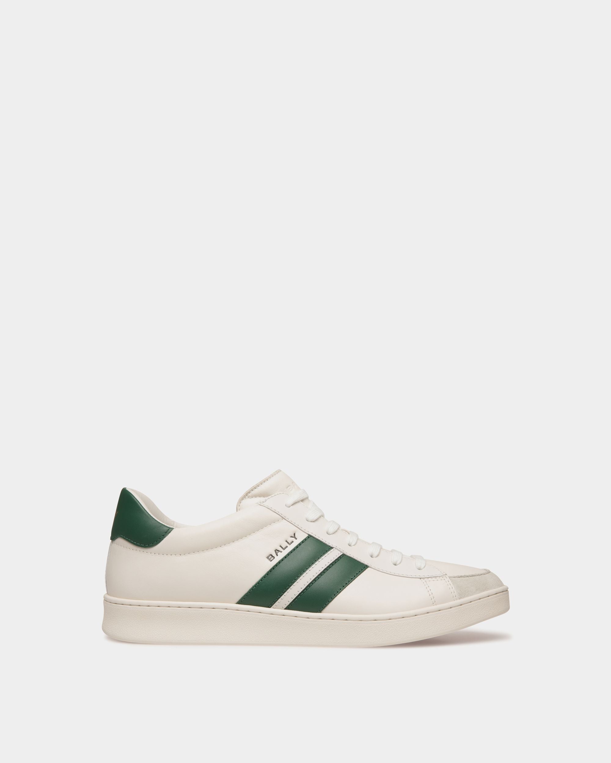 Bally Global - Tennis Sneaker in White and Green Leather - White
