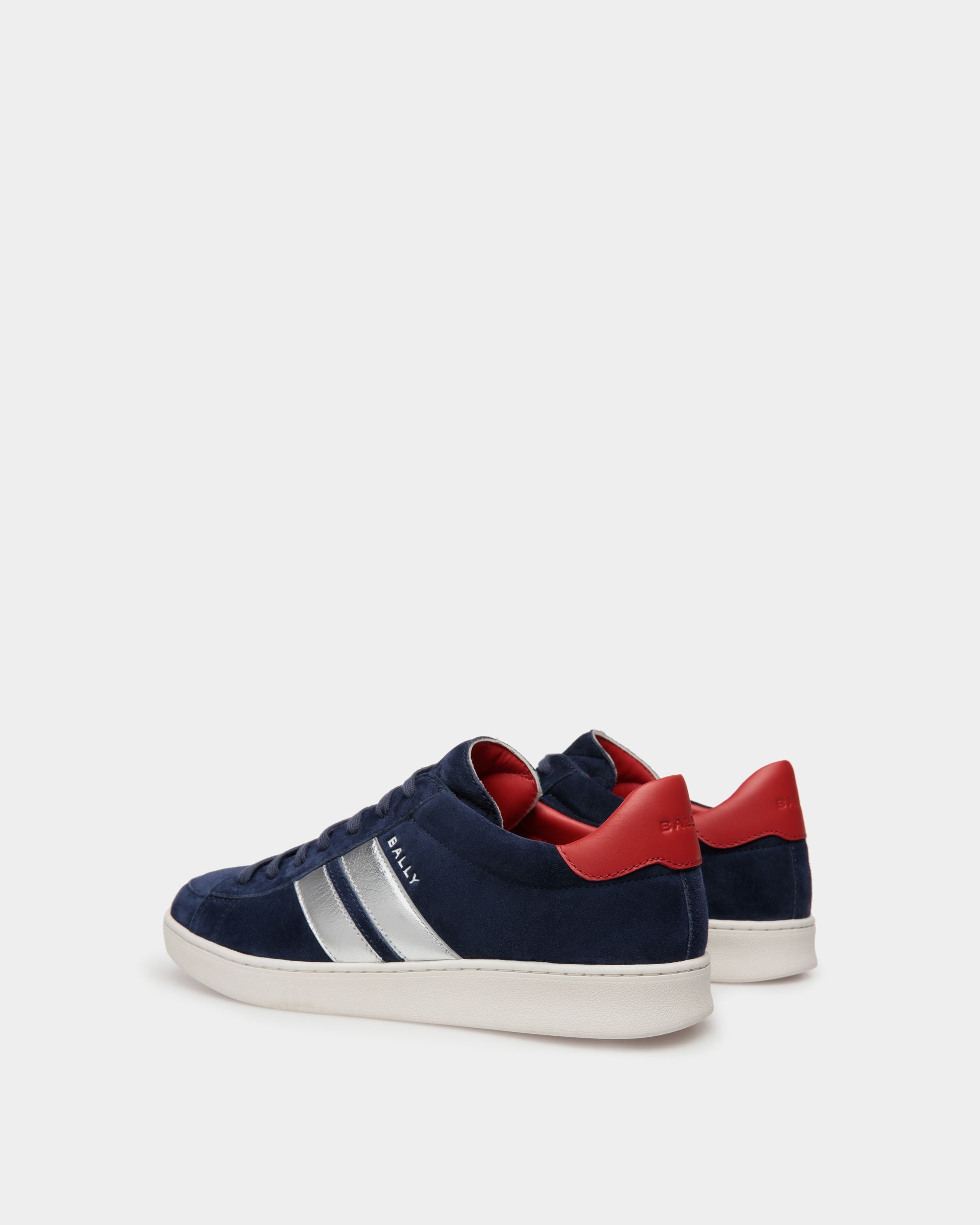 Bally Global - Tennis Sneaker in Navy Blue and Candy Red Suede Leather - Multicolor