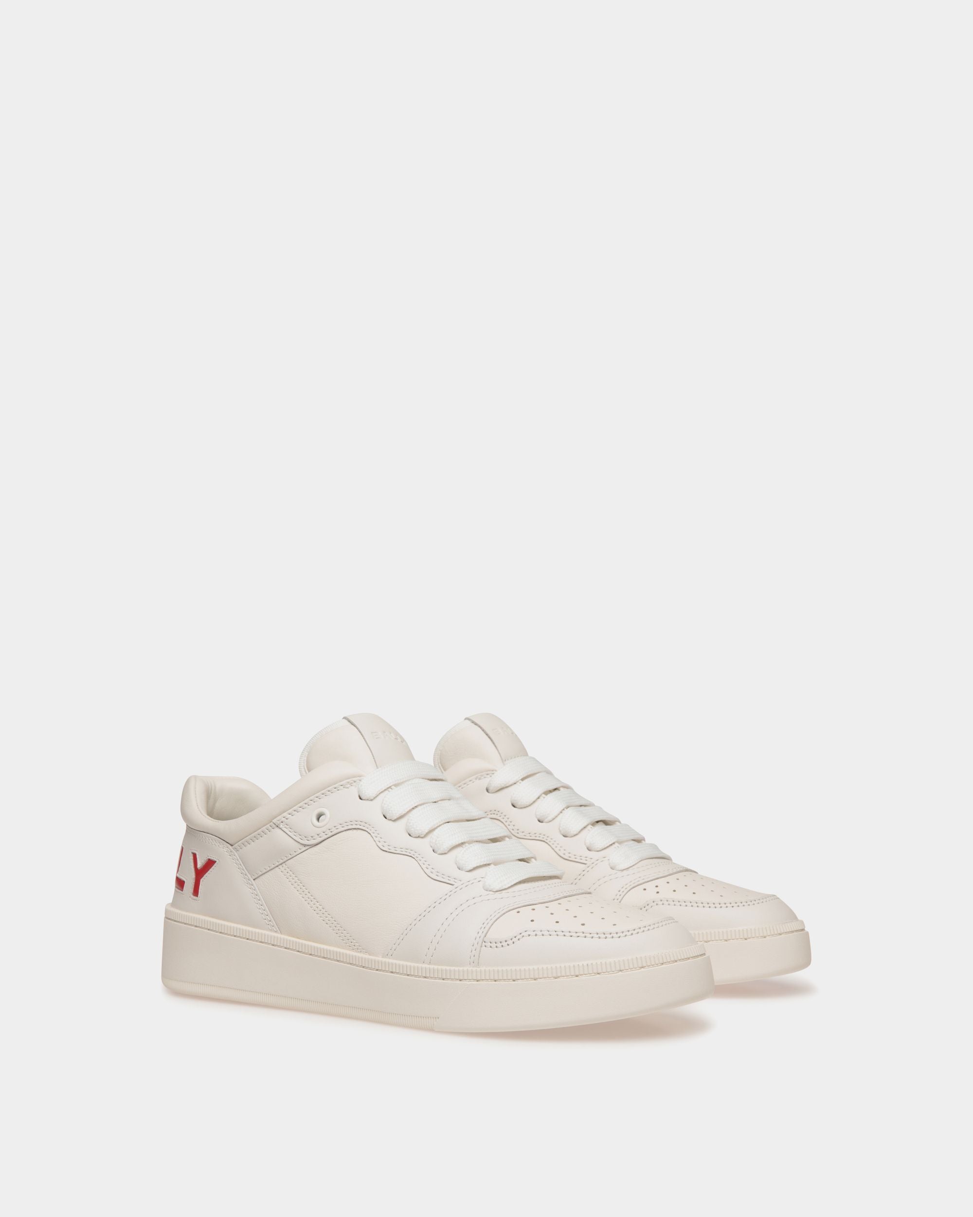 Bally Global - Zapatilla Raise De Piel Blanca Y Candy Red - Blanco