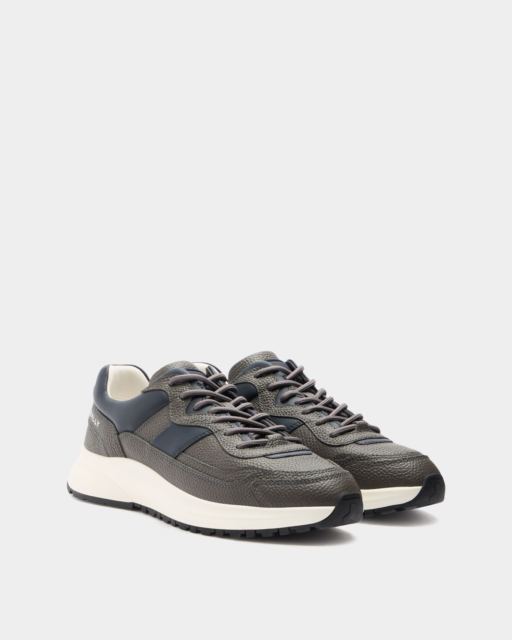 Bally Global - Zapatilla Outline De Piel Granulada Gris - Negro