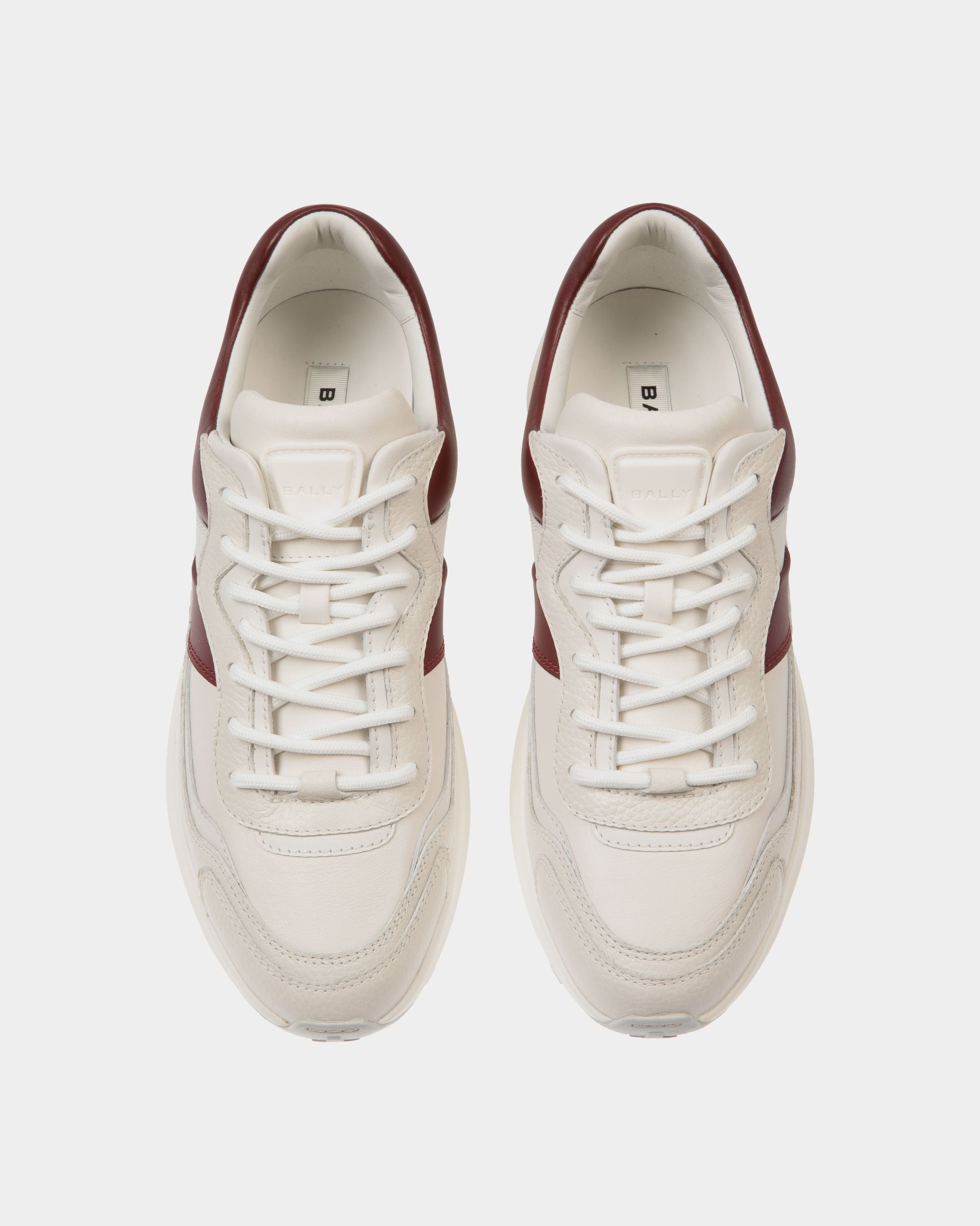 Bally Global - Outline Sneaker in White And Heritage Red Leather - White