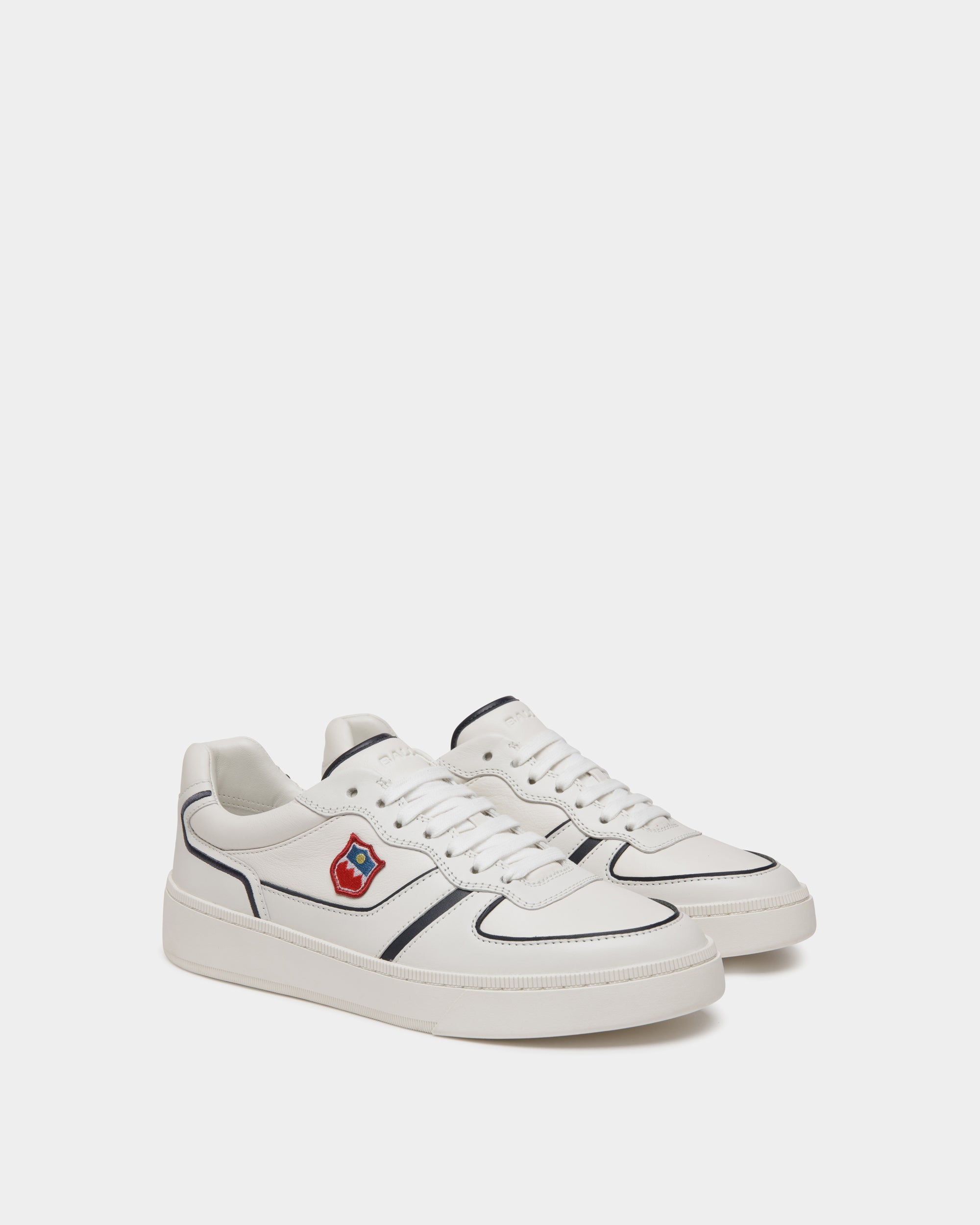 Bally Global - Raise Sneaker in White and Navy Blue Leather - Blanc