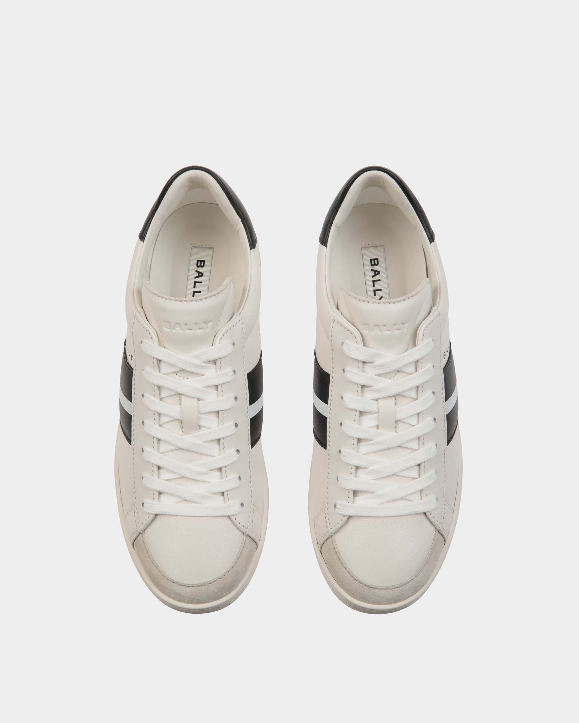 Bally Global - Sneaker Tennis En Cuir Blanc Et Noir - Blanc