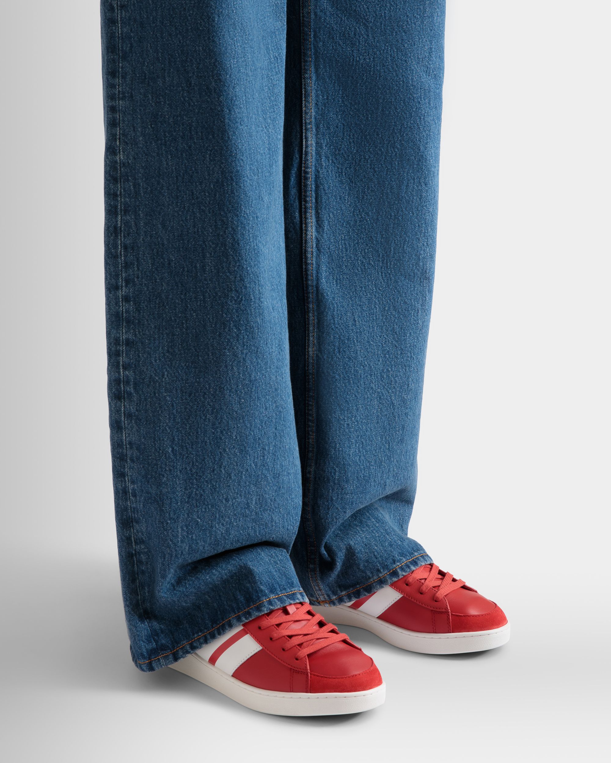 Bally Global - Tennis Sneaker In Candy Red And White Leather - Red