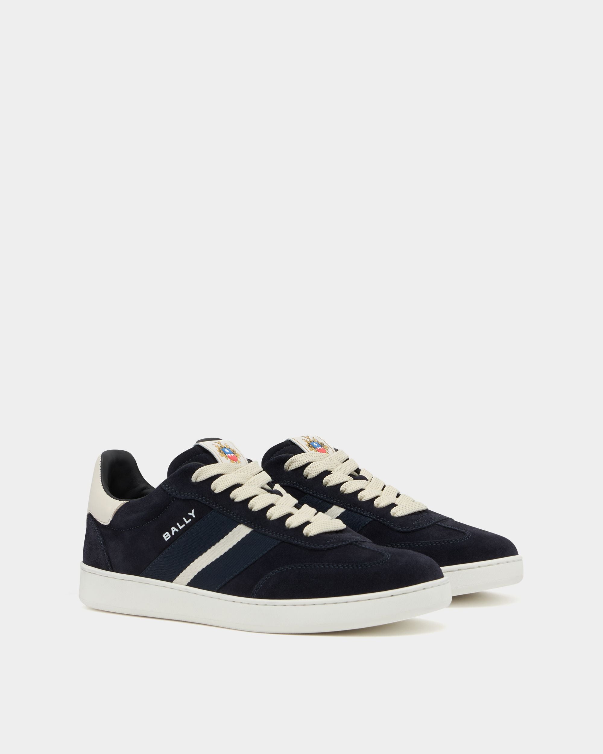 Bally Global - Zapatilla Retro Crest De Ante Navy Blue - Verde