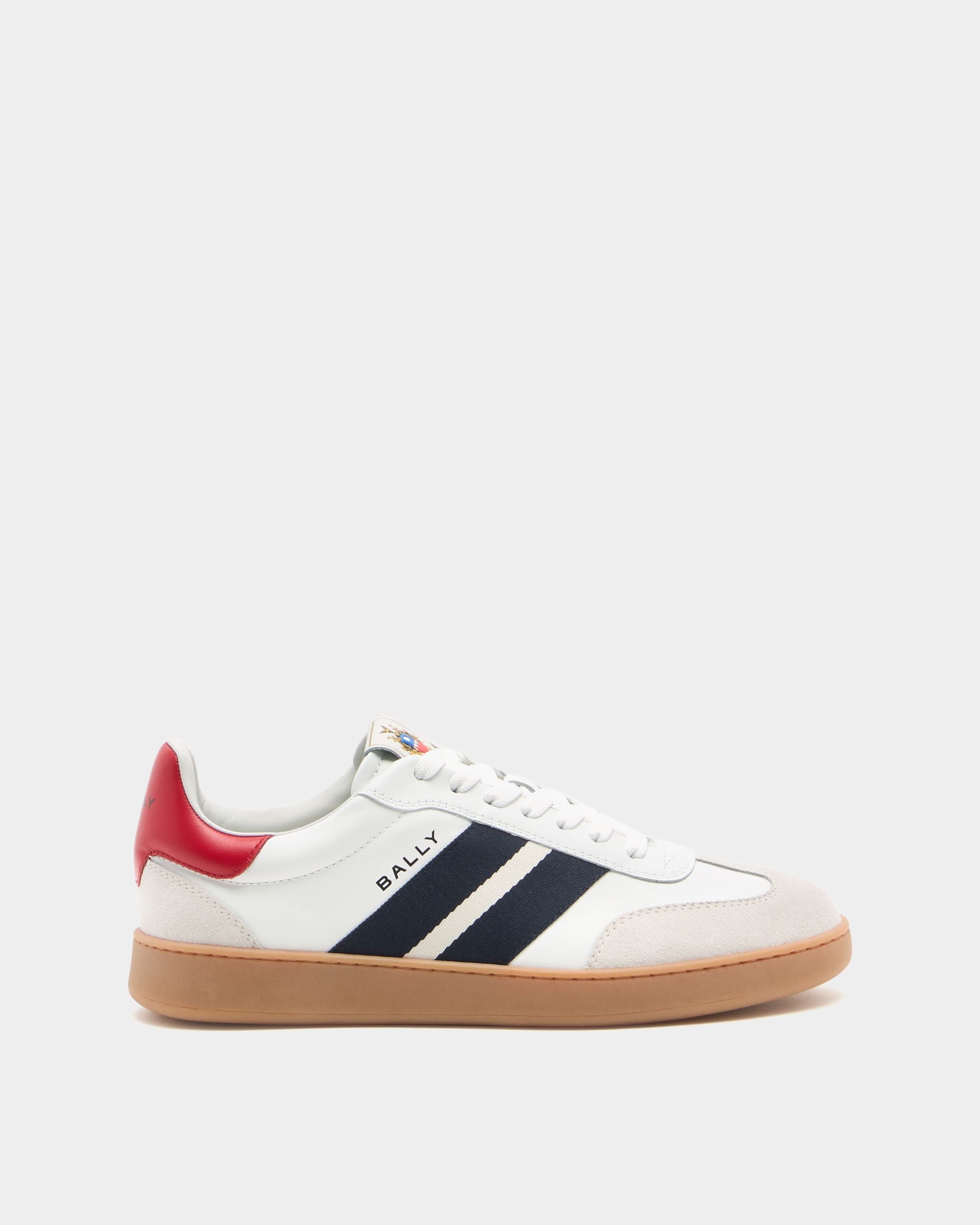 Bally Global - Zapatilla Retro Crest De Piel Blanca - Blanco