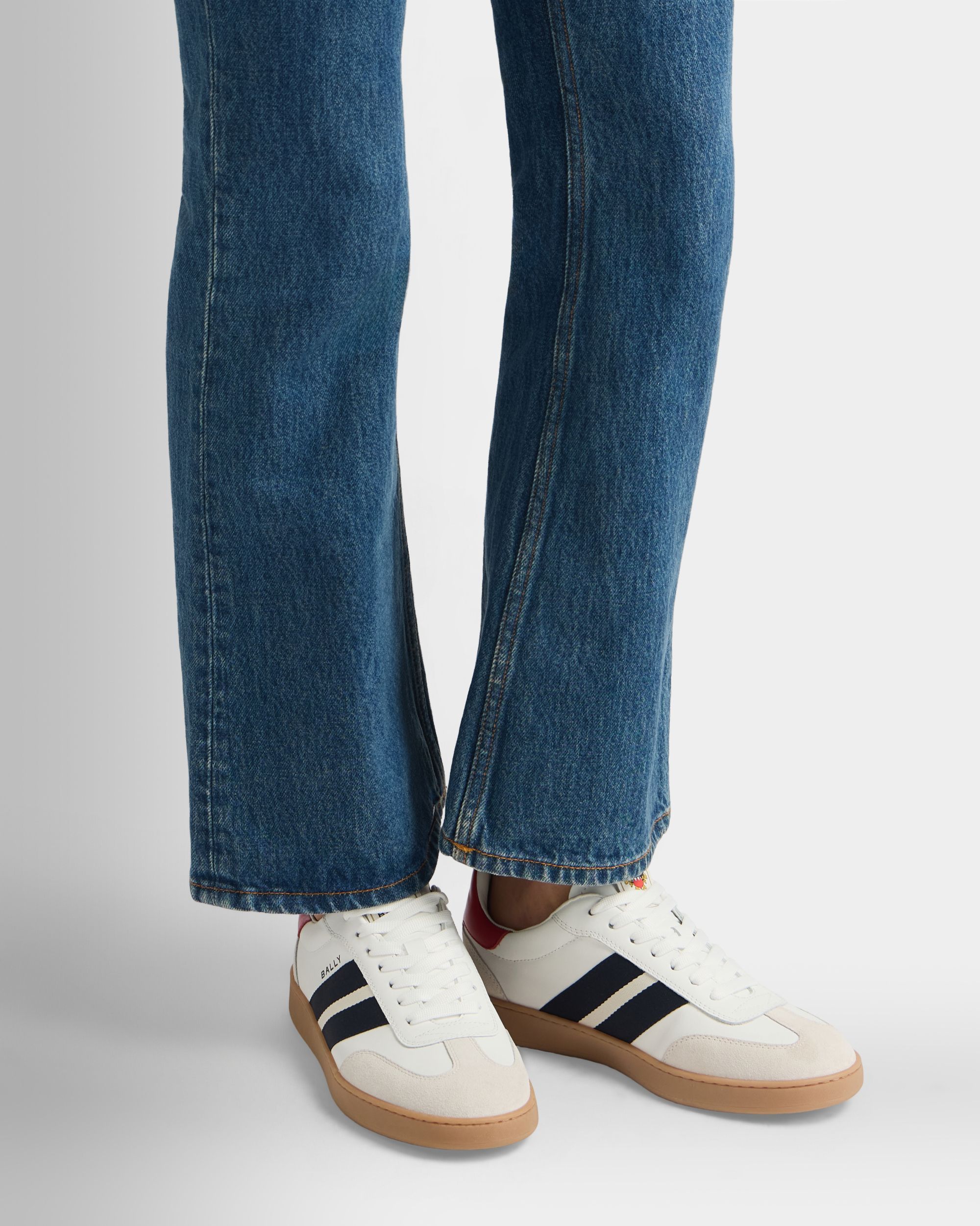 Bally Global - Zapatilla Retro Crest De Piel Blanca - Blanco