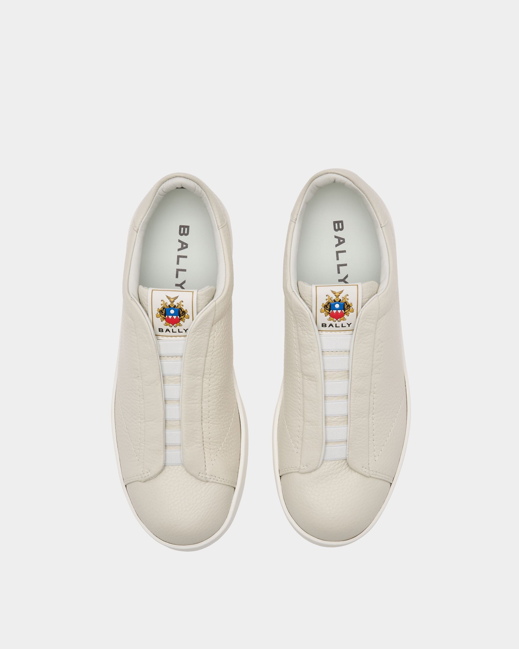 Bally Global - Retro Crest Sneaker in White Grained Leather - White