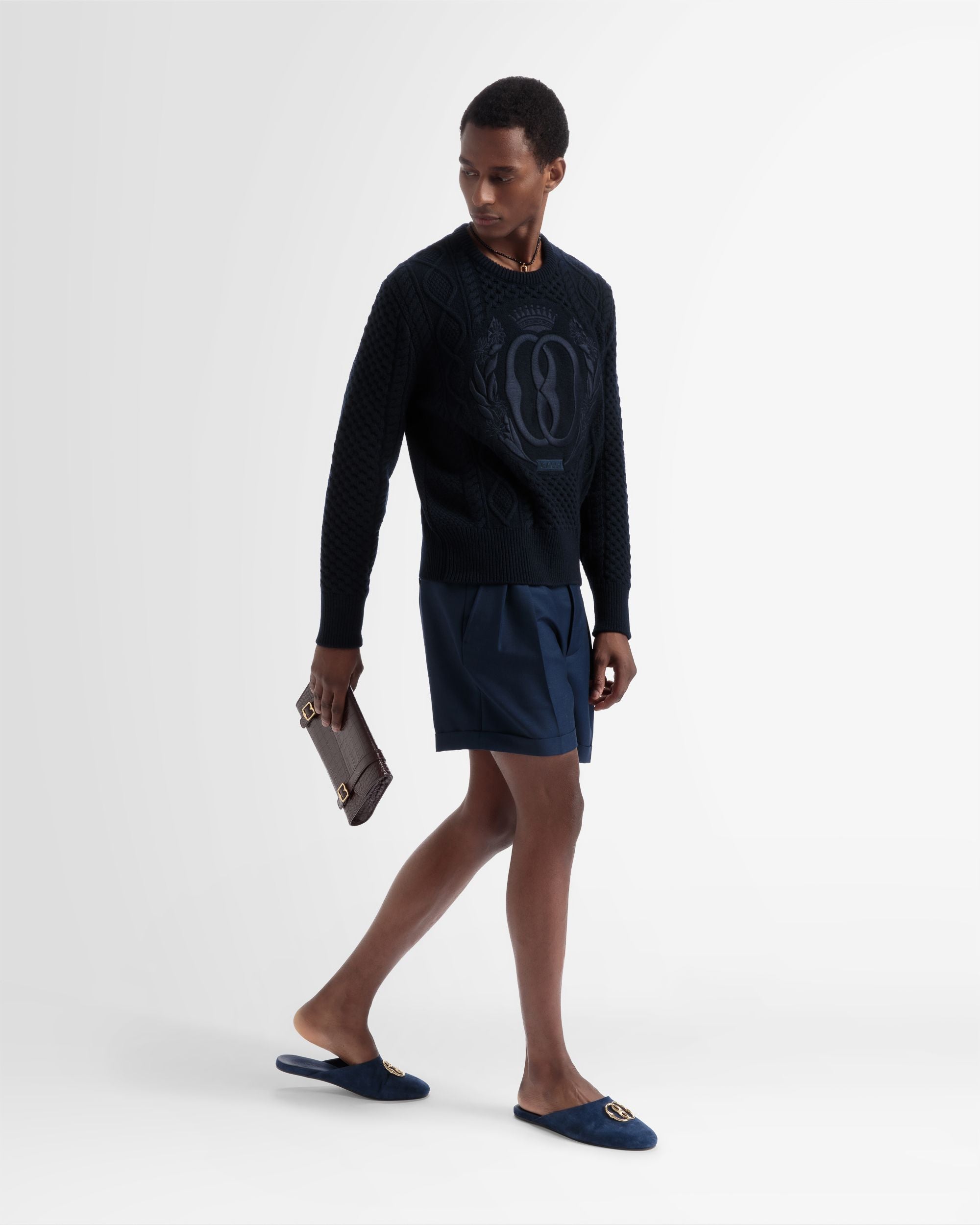 Bally Global - Bermuda Shorts In Navy Wool - Blue