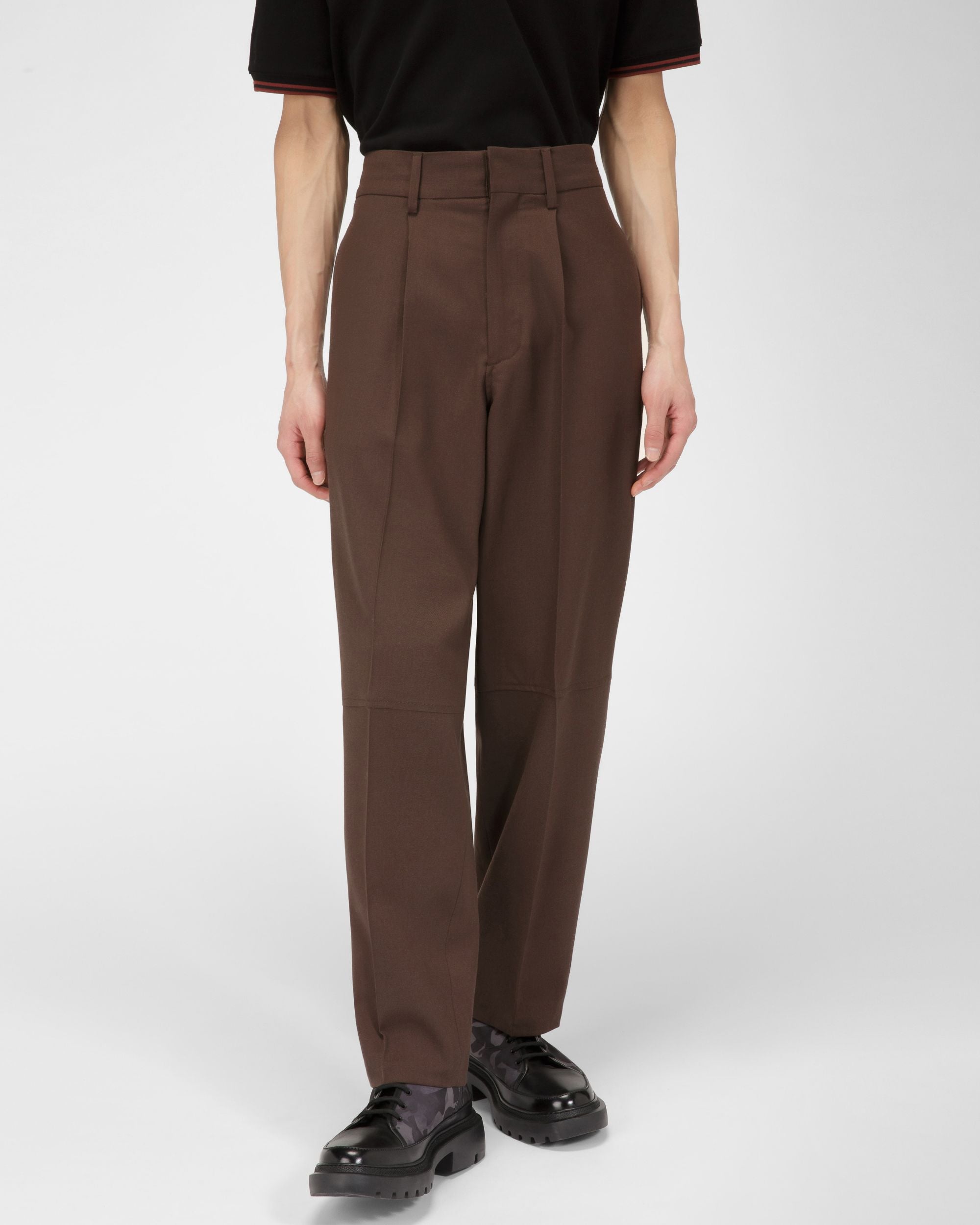 Bally Global - Wool Trousers In Ebony Brown - Brown