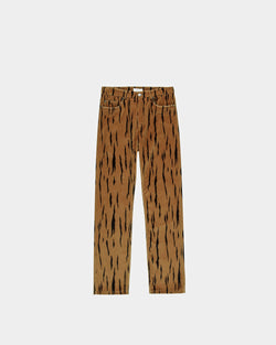 Tiger Printed Pants In Black And Desert Velvet