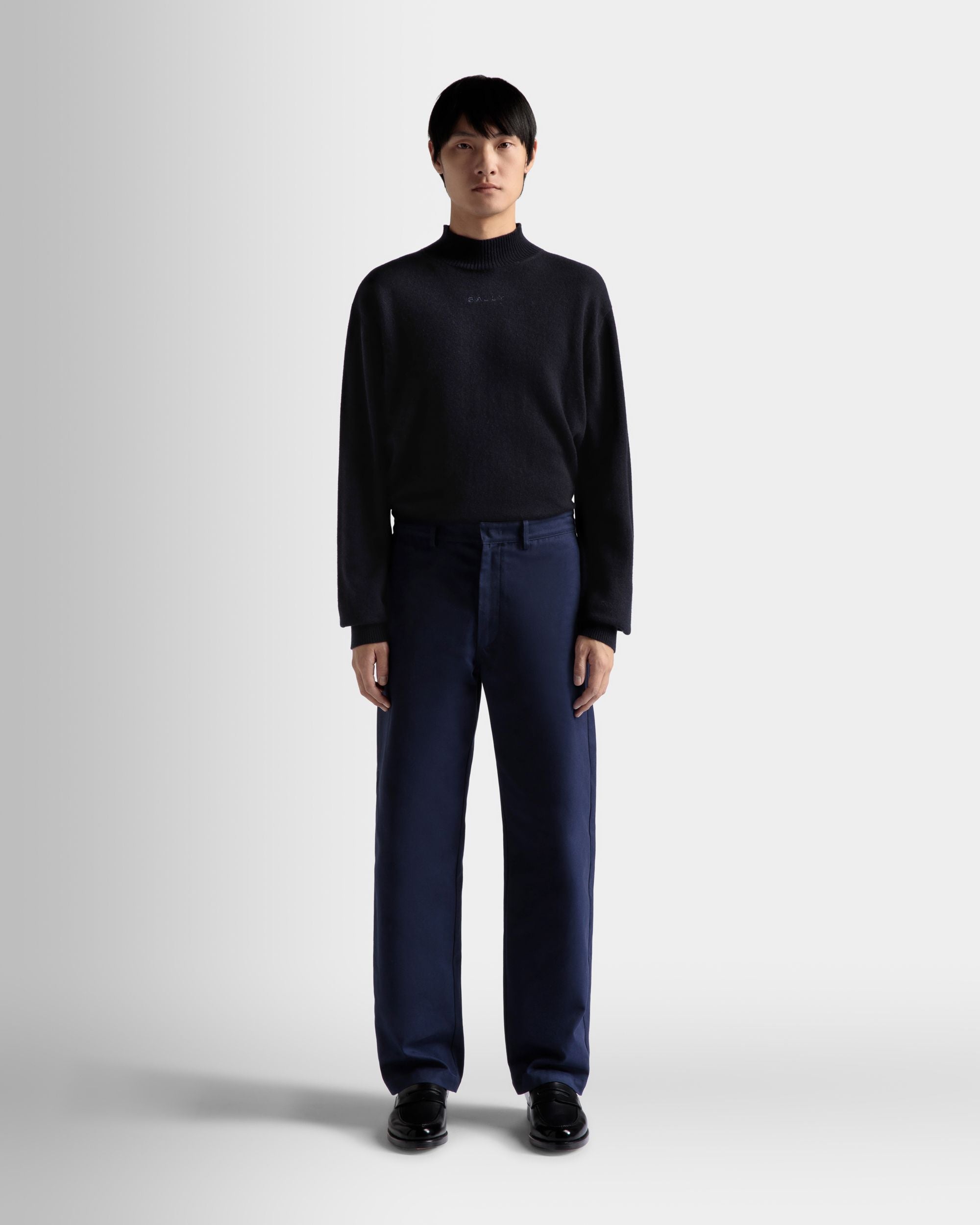 Bally Global - Pantalon En Coton Bleu Foncé - Bleu