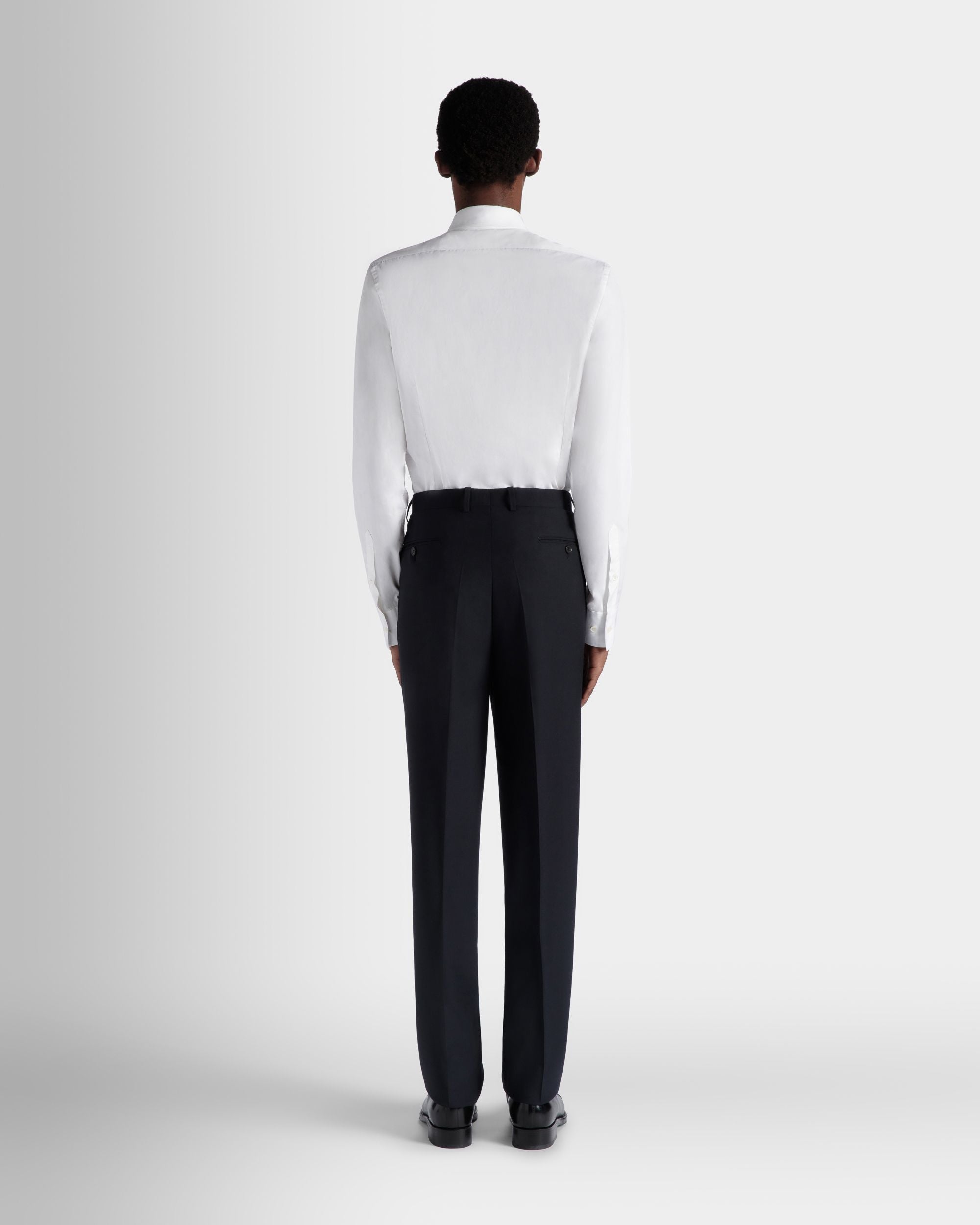 Bally Global - Adrien Brody Travel Collection Pleated Pants In Navy Blue Wool - Blue