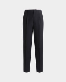 Pantalón Con Pinzas De Mezcla De Lana Navy Blue