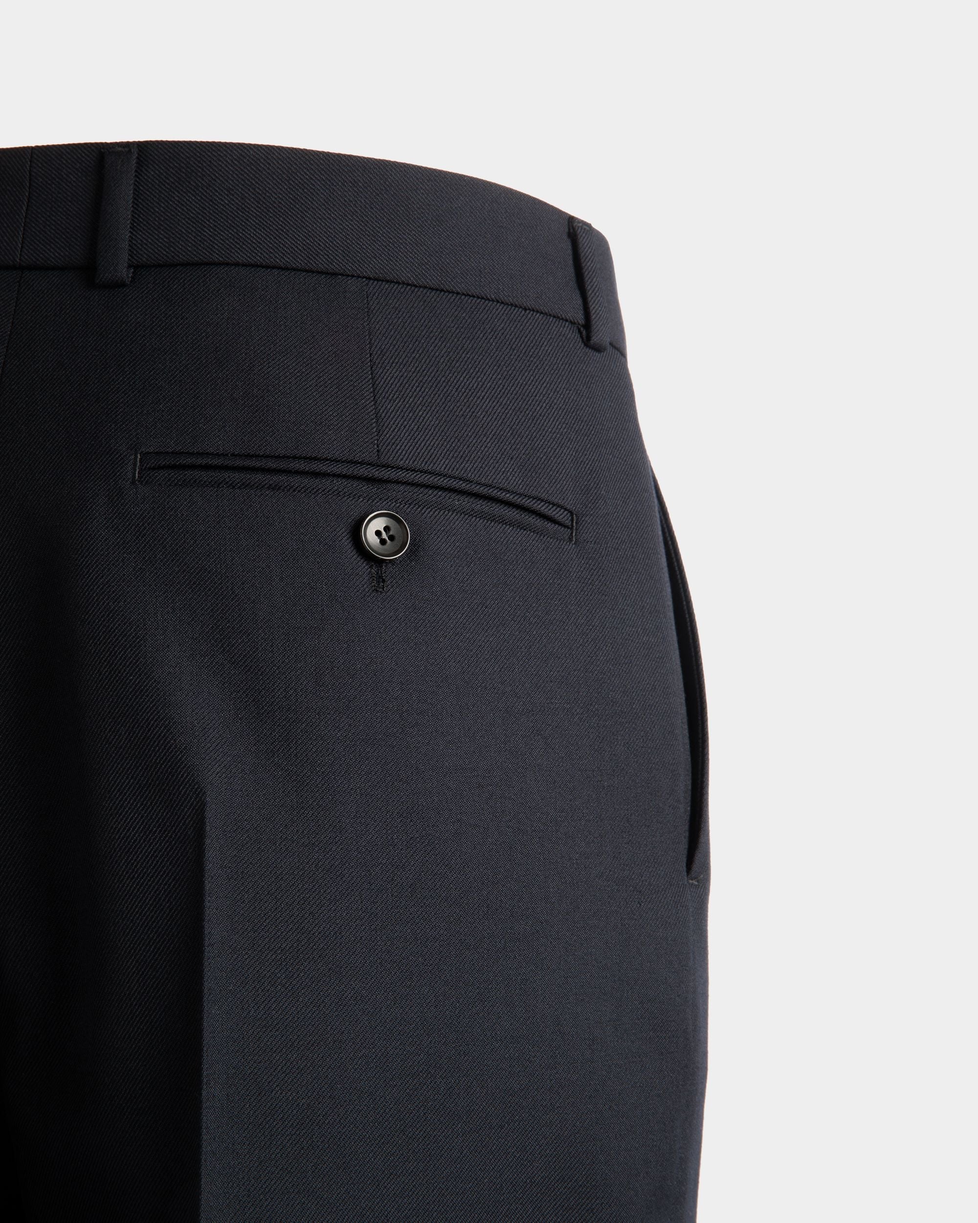 Bally Global - Pantalón Con Pinzas De Mezcla De Lana Navy Blue - Azul