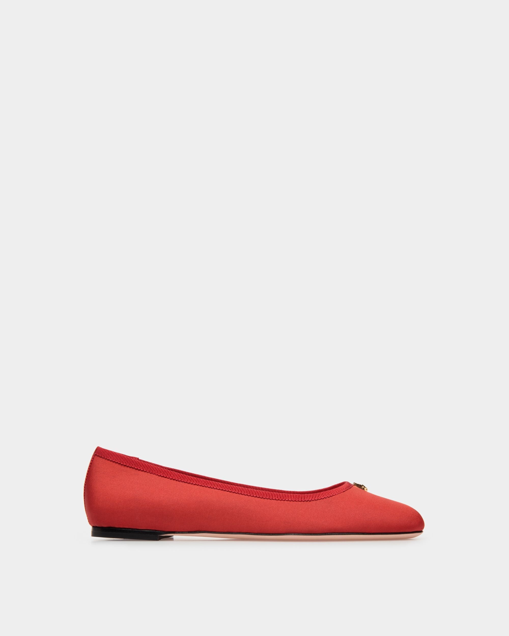 Bally Global - Ballyrina Flat in Red Silk Faille - Red