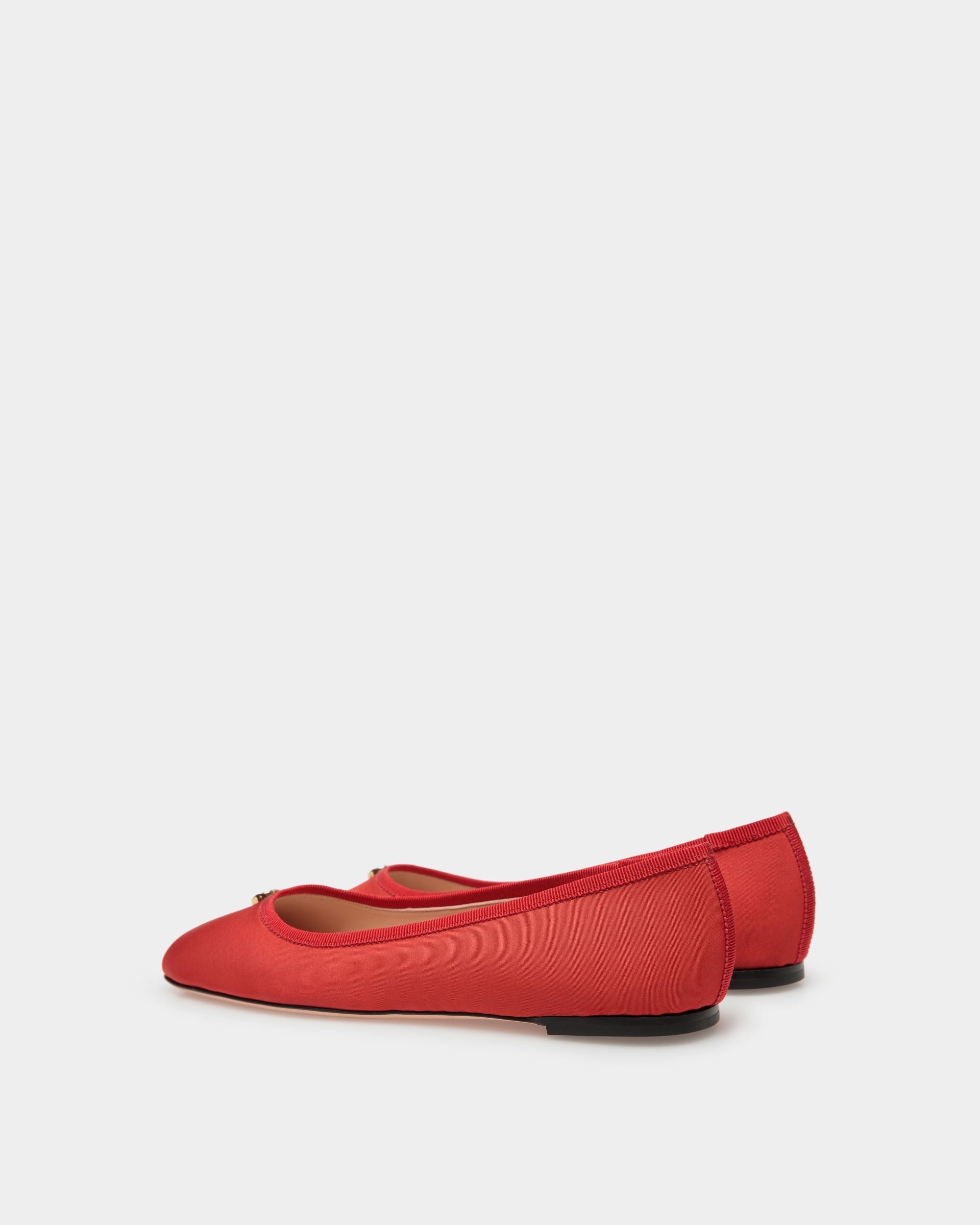 Bally Global - Ballyrina Flat in Red Silk Faille - Red