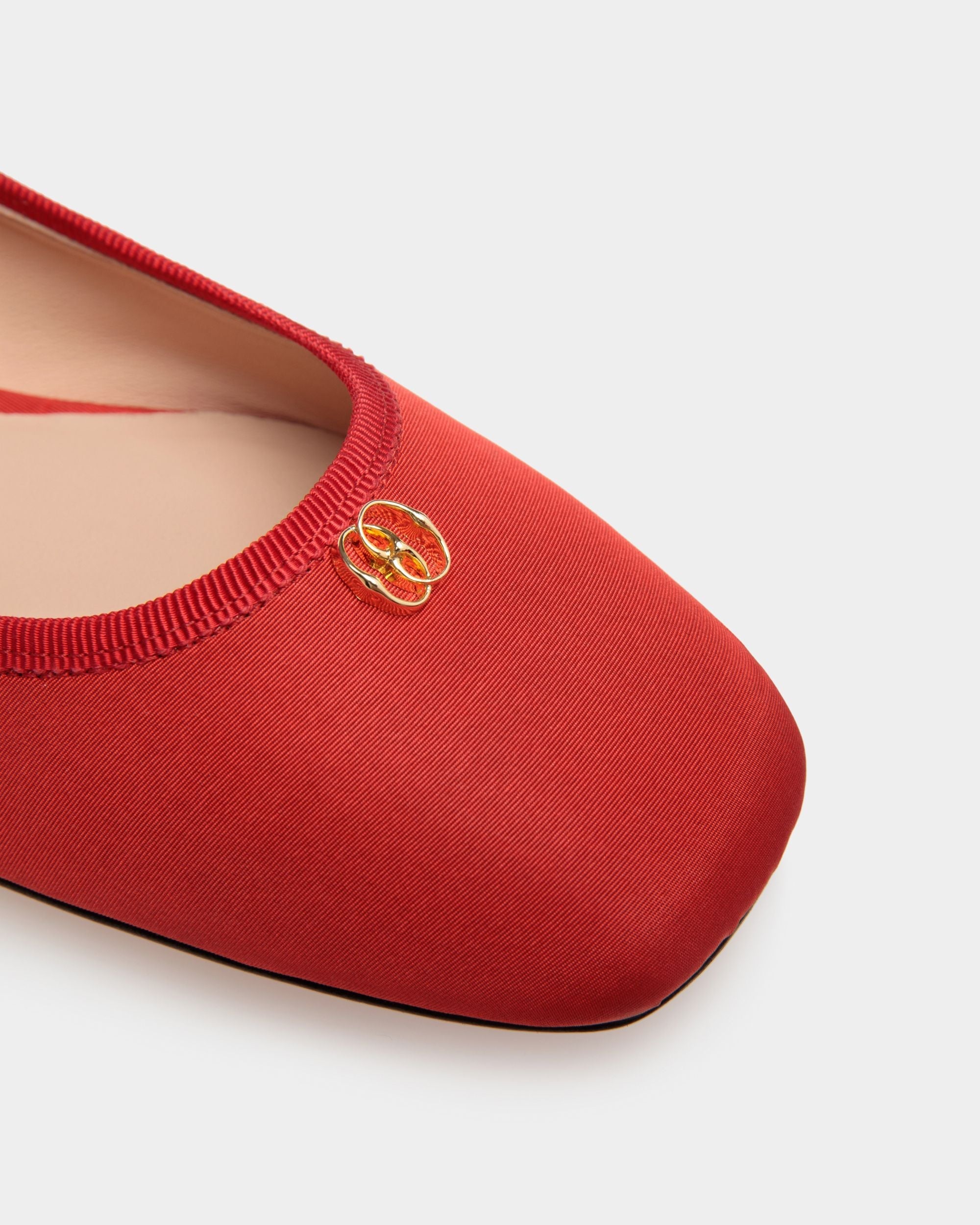 Bally Global - Ballyrina Flat in Red Silk Faille - Red
