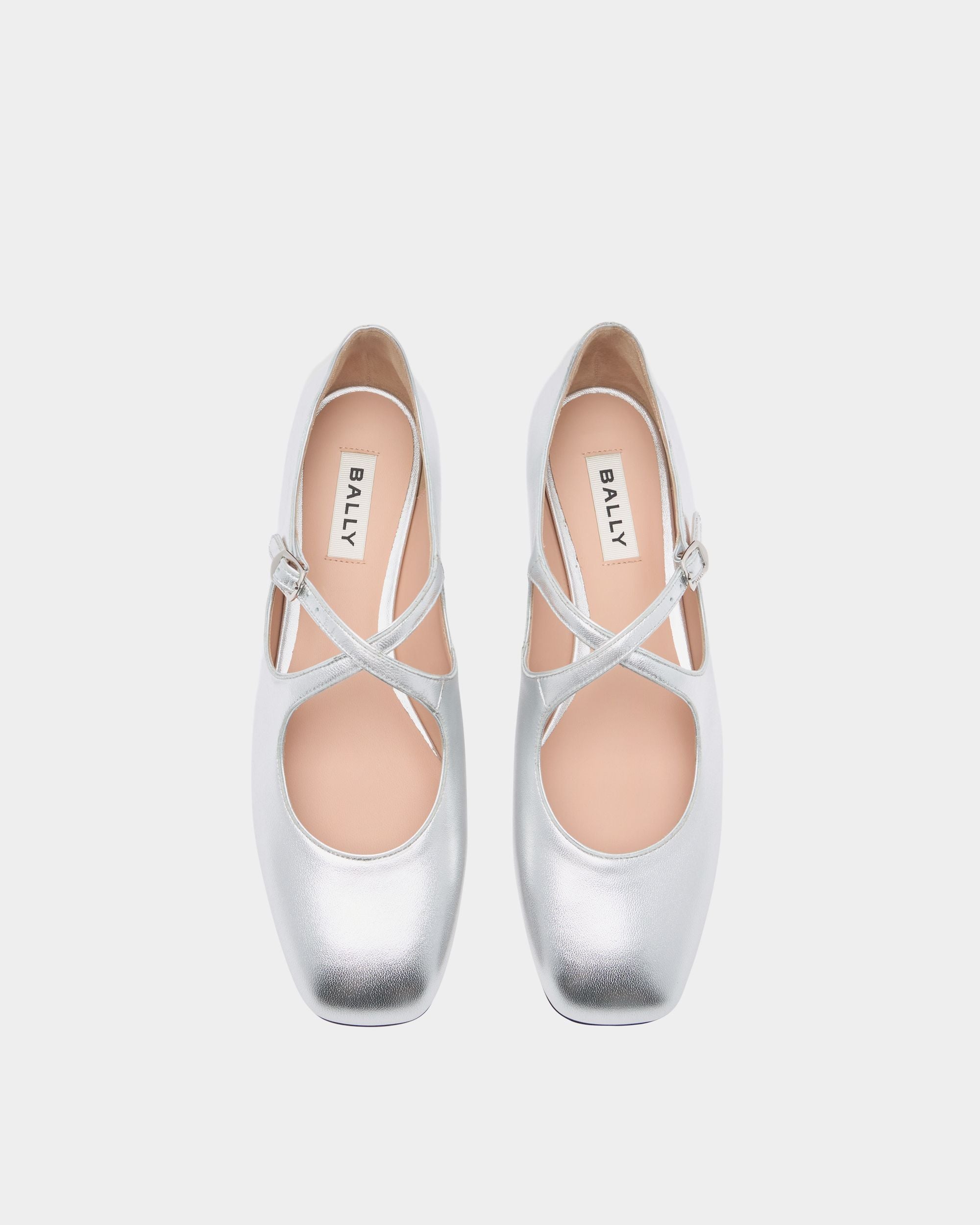 Bally Global - Ballyrina Flat in Silver Leather - Silver