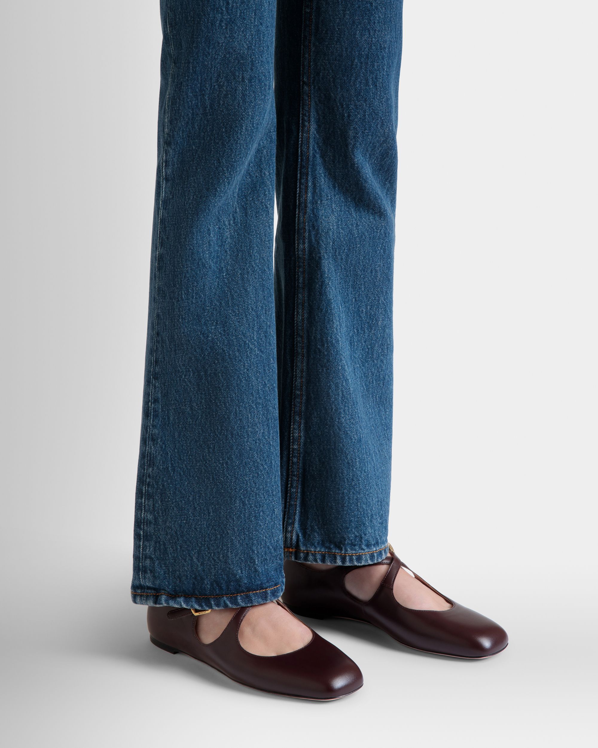 Bally Global - Ballyrina Flat in Deep Burgundy Leather - Burgundy