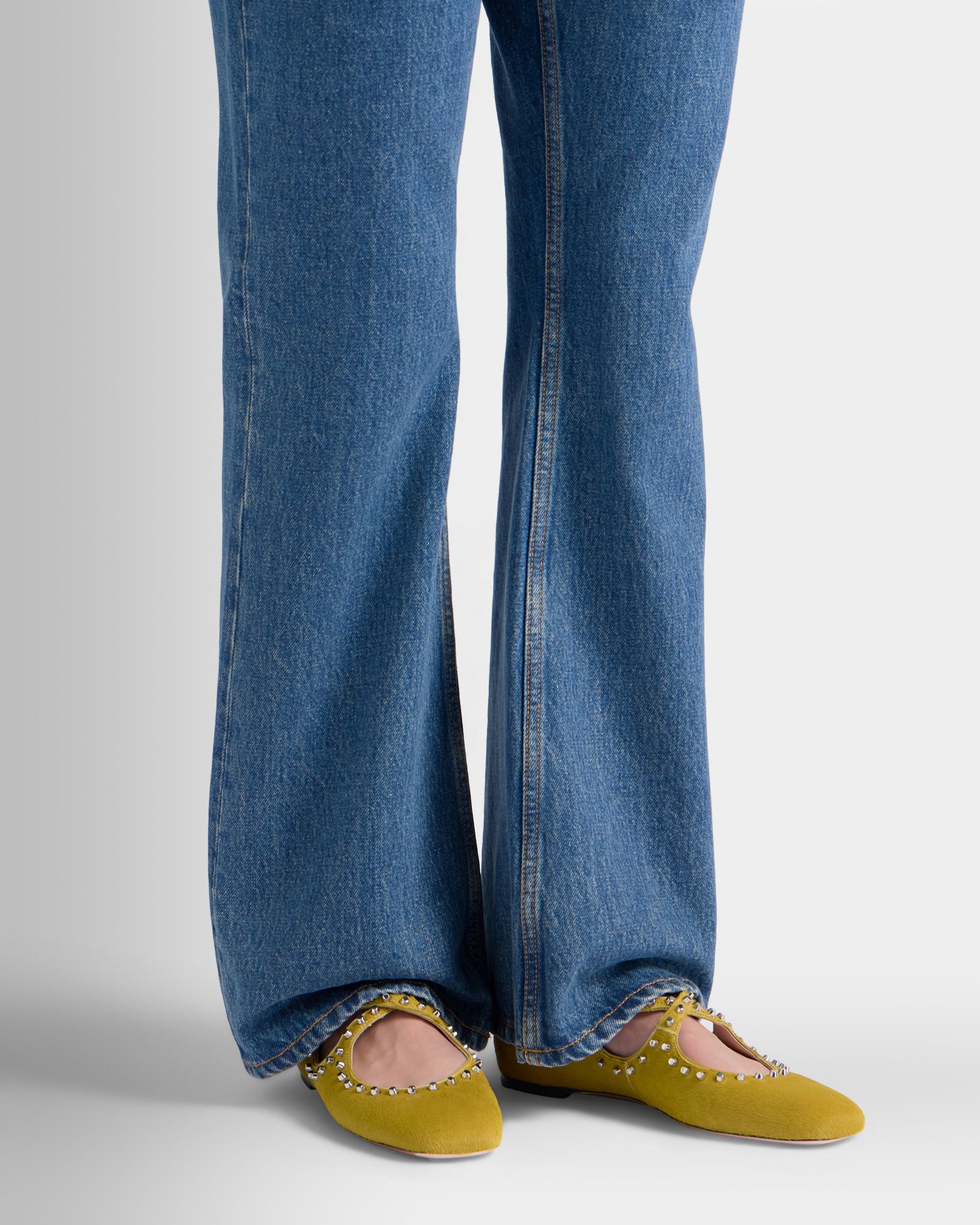 Bally Global - Ballyrina Flat in Matcha Green Pony Hair - Green