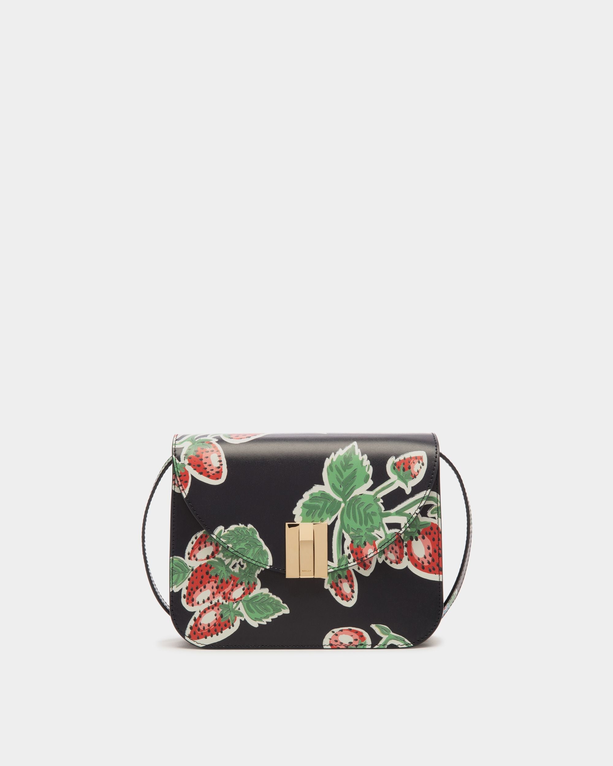 Bally Global - Ollam Crossbody Bag in Strawberry Print Leather - Blue