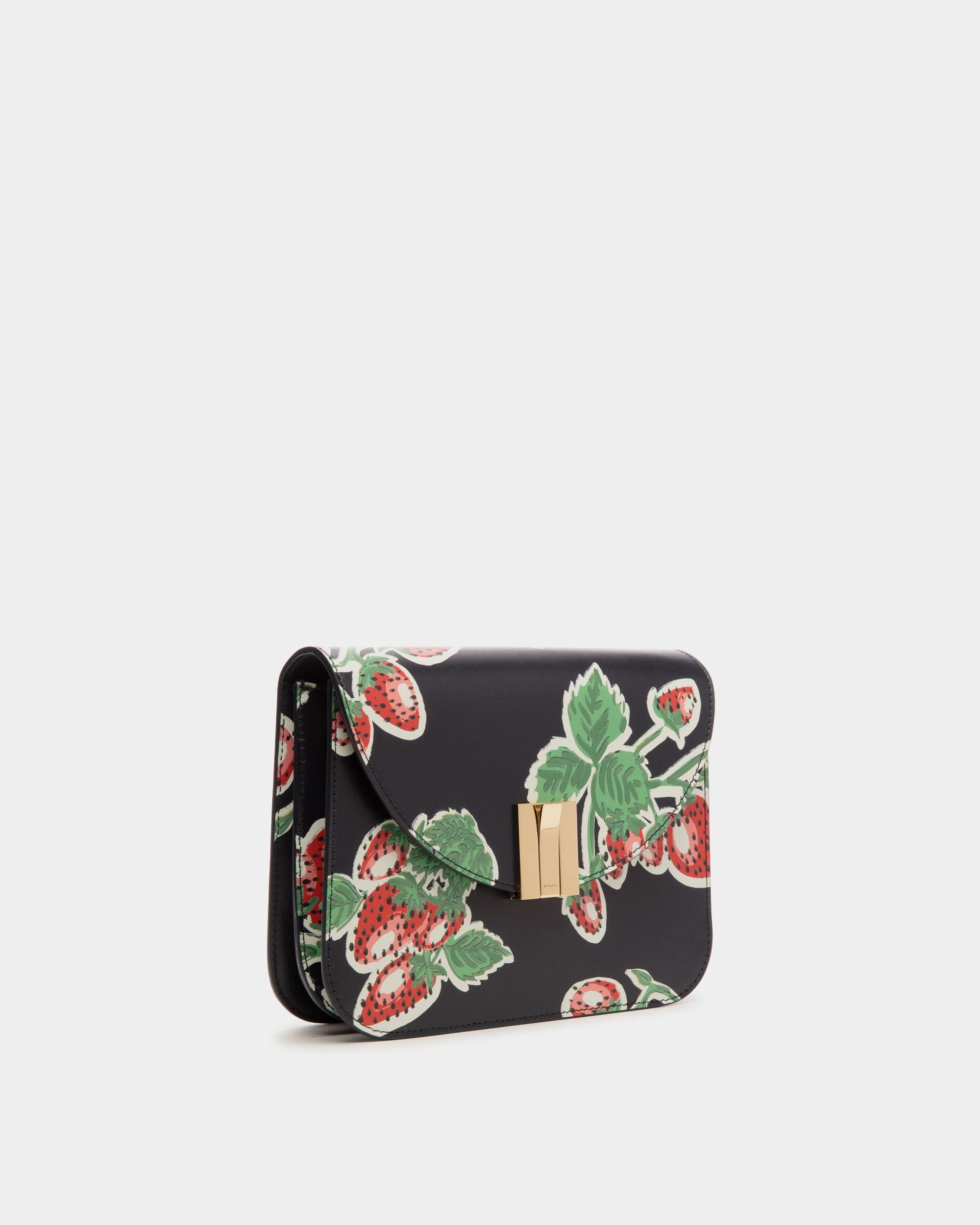 Bally Global - Ollam Crossbody Bag in Strawberry Print Leather - Blue