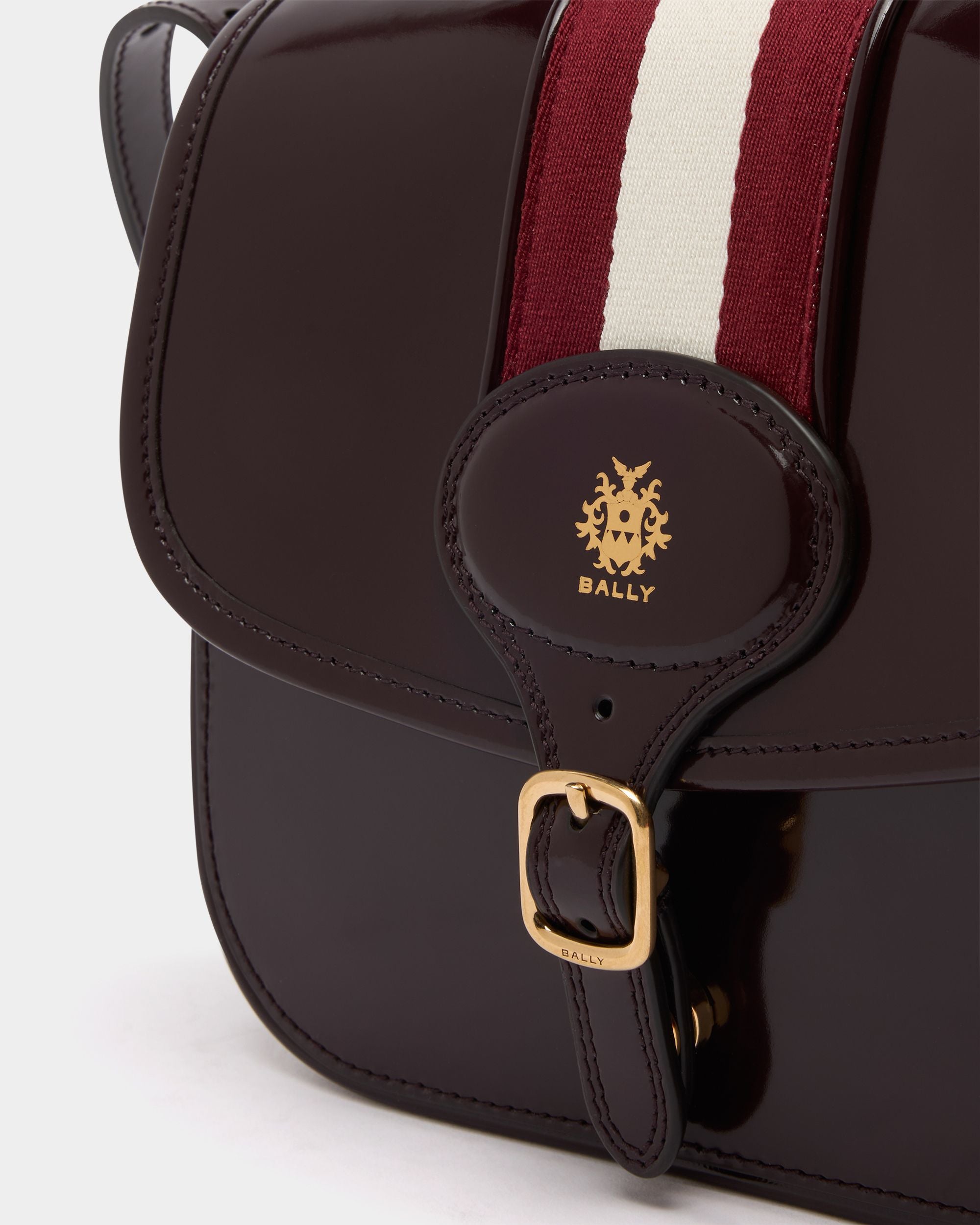Bally Global - Beckett Small Crossbody Bag in Deep Burgundy Brushed Leather With a Bally Ribbon - Burgundy