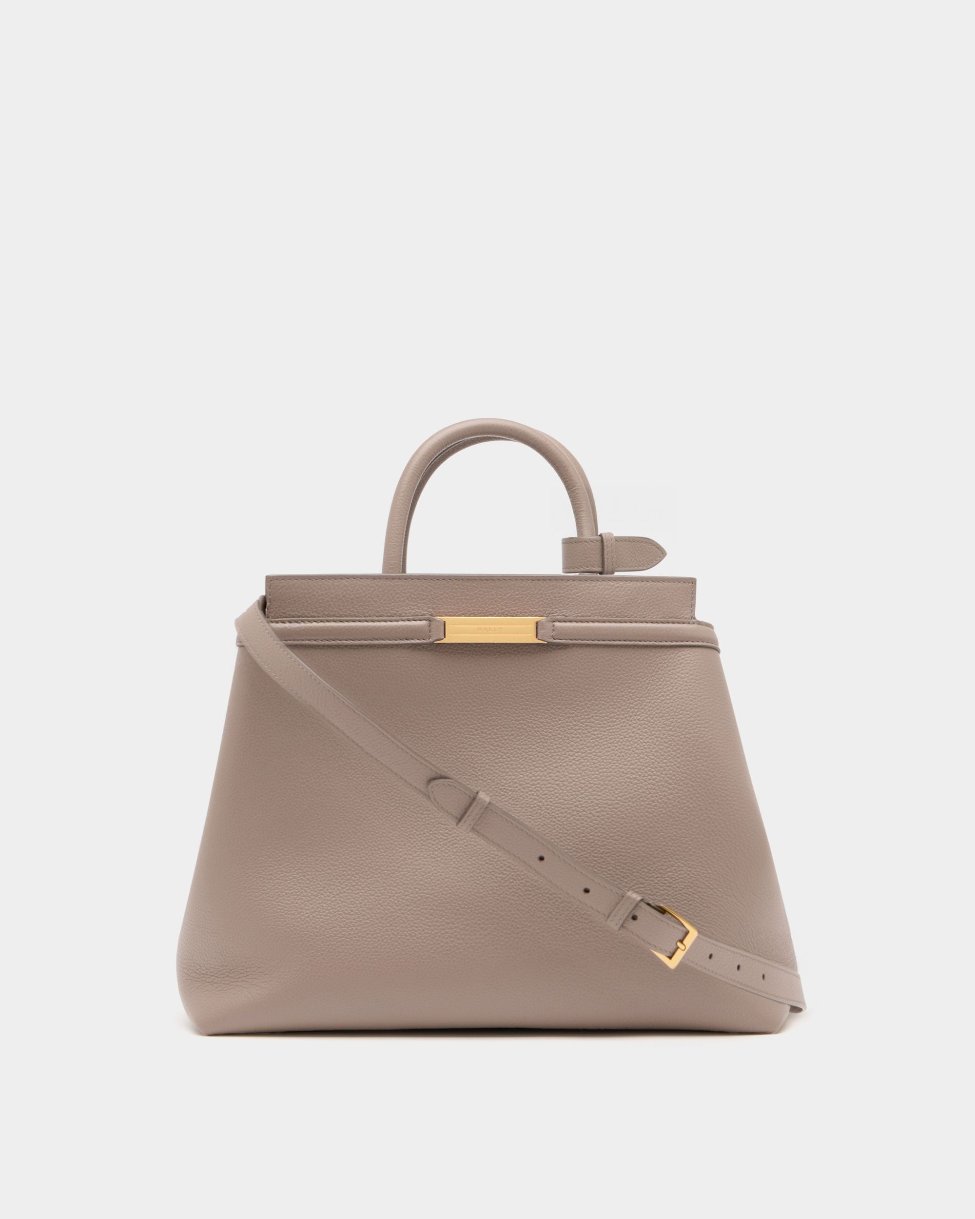 Bally Global - Sac Cabas Deco En Cuir Grainé Taupe - Marron