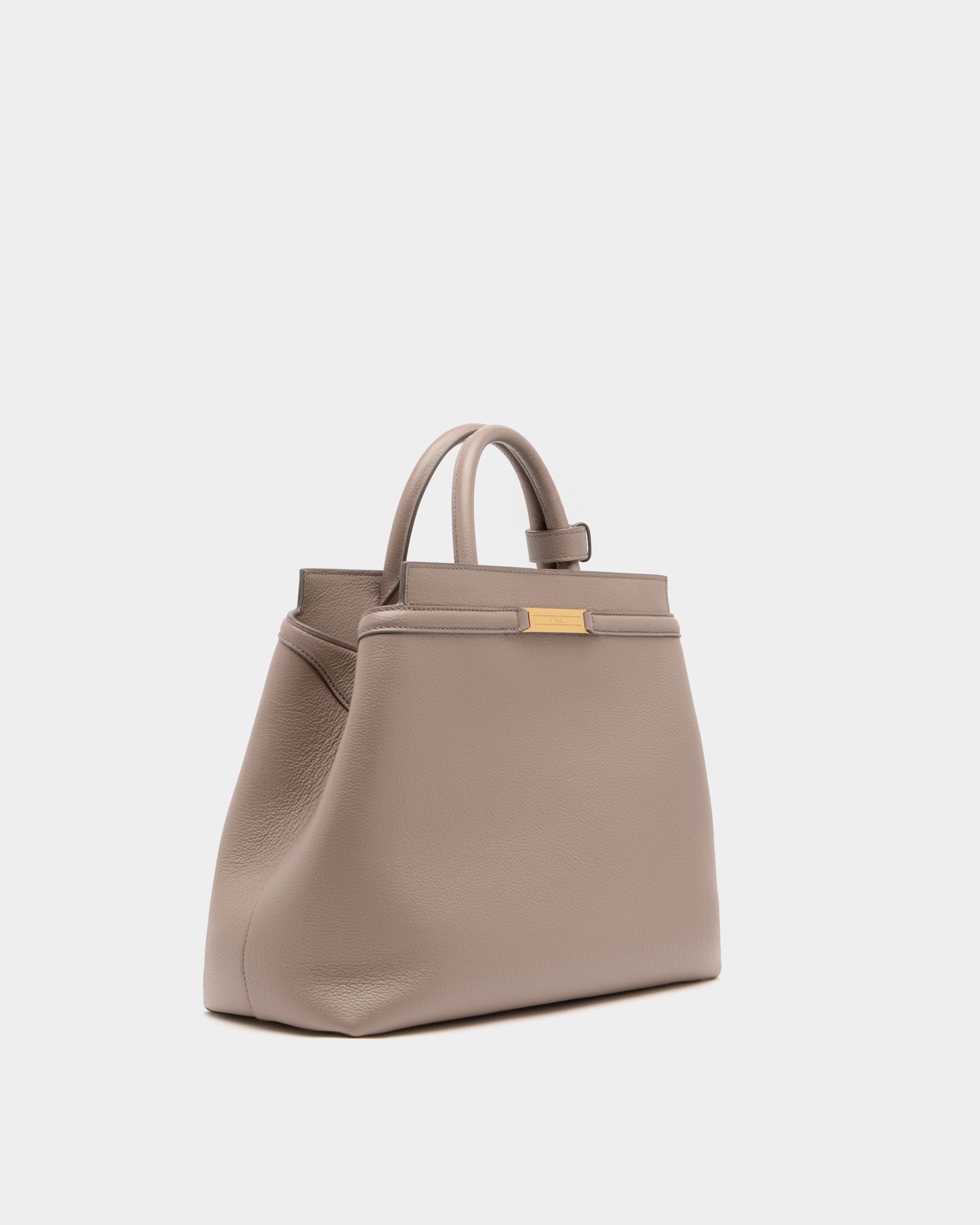 Bally Global - Sac Cabas Deco En Cuir Grainé Taupe - Marron