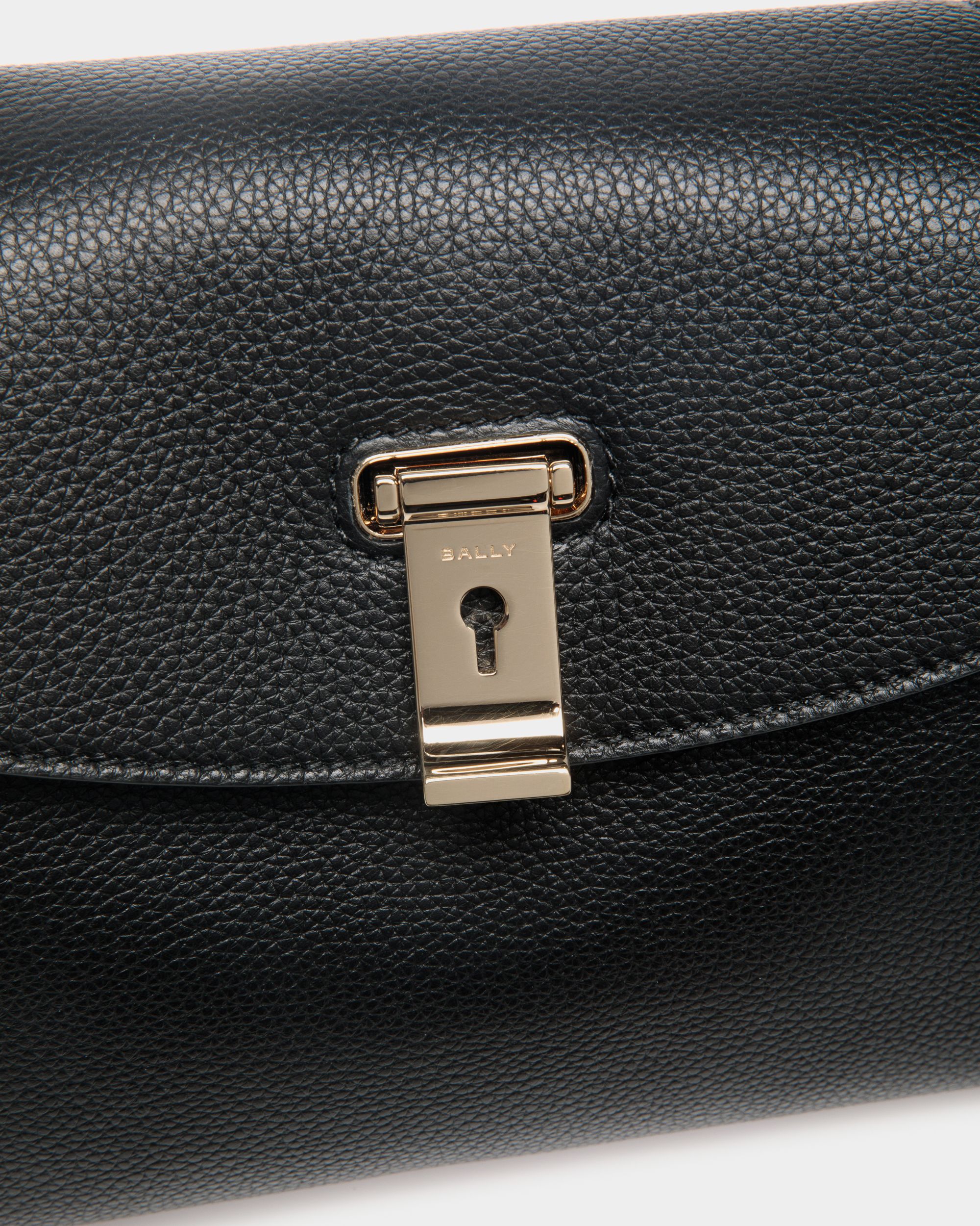 Bally Global - Lock Me Small Top Handle Bag In Black Grained Leather - Black
