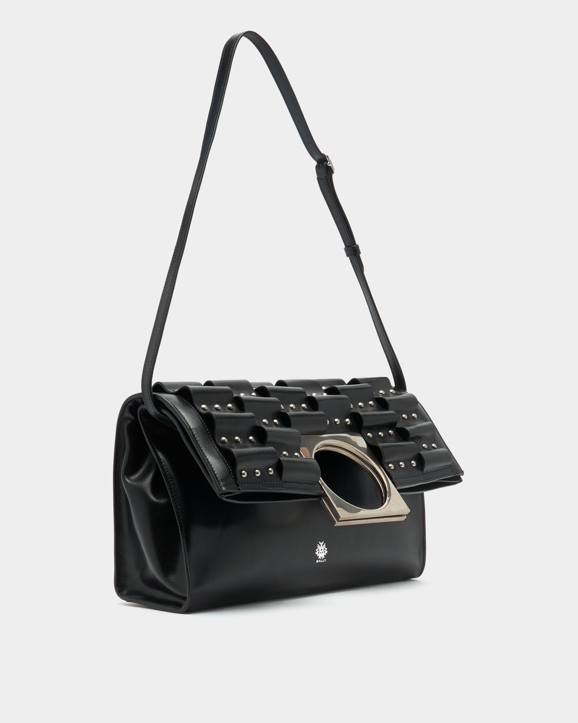 Bally Global - Bolso Tote Anni De Piel Negra Con Tachuelas - Negro