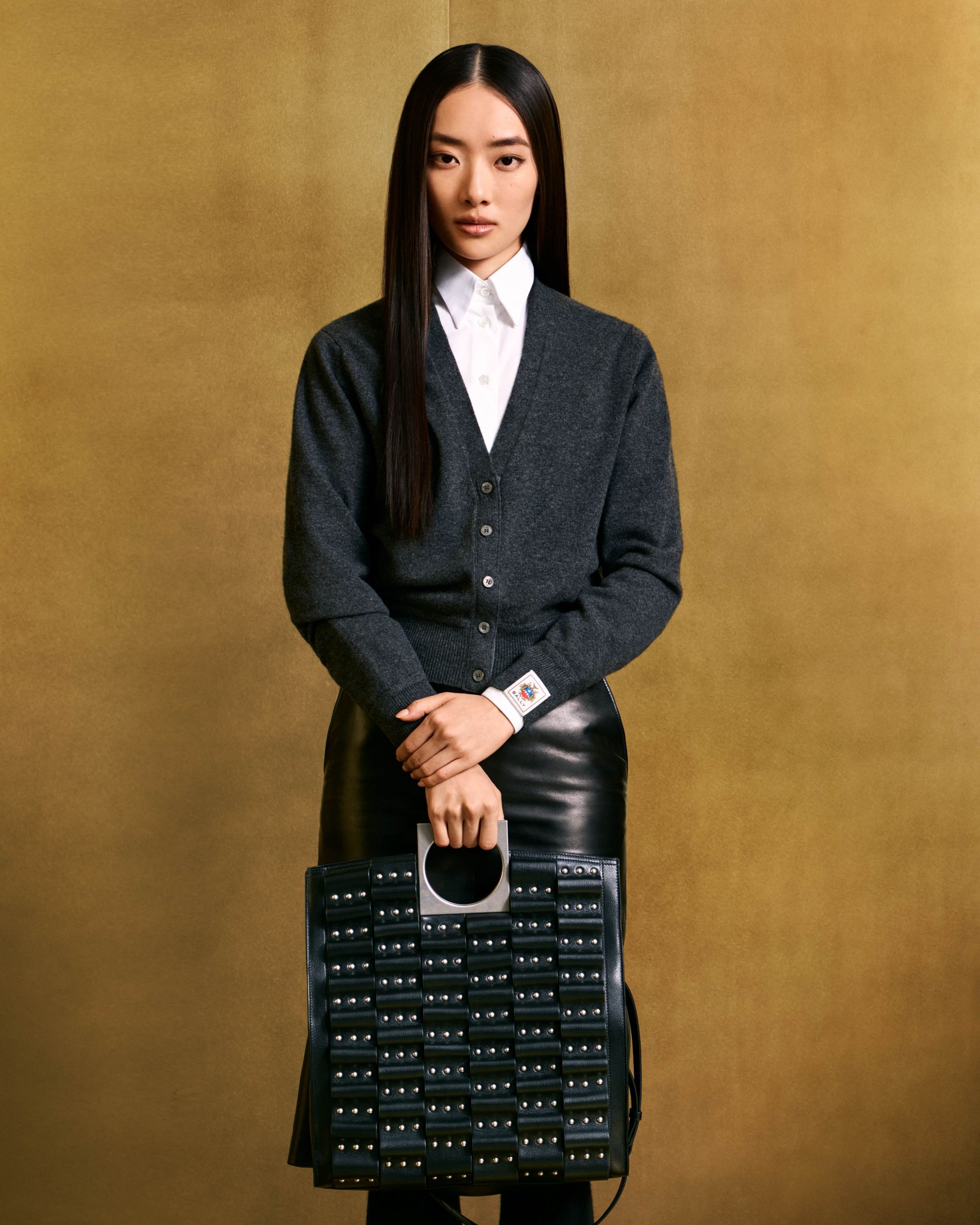 Bally Global - Bolso Tote Anni De Piel Negra Con Tachuelas - Negro