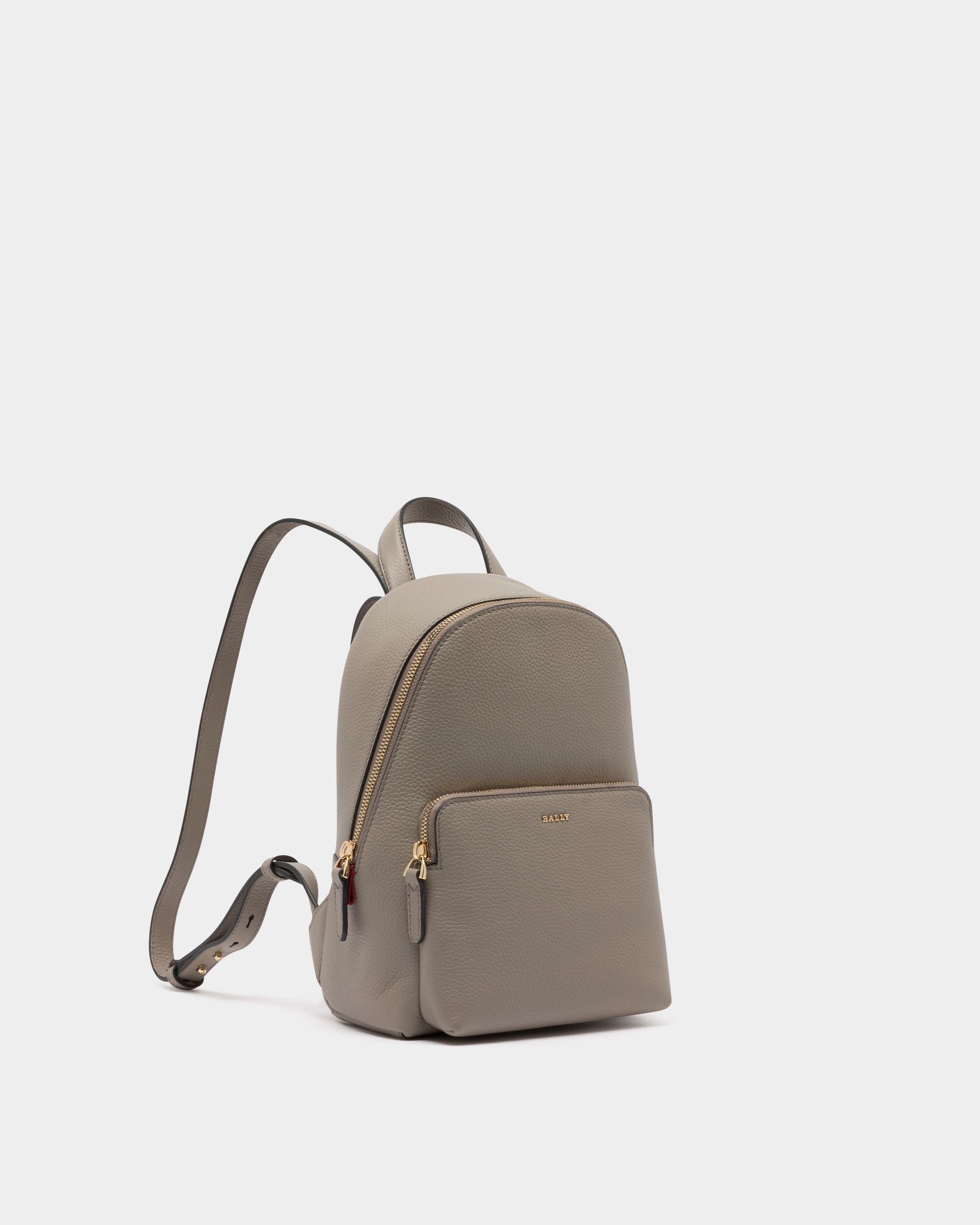 Bally Global - Mini Backpack in Taupe Grained Leather - Grey