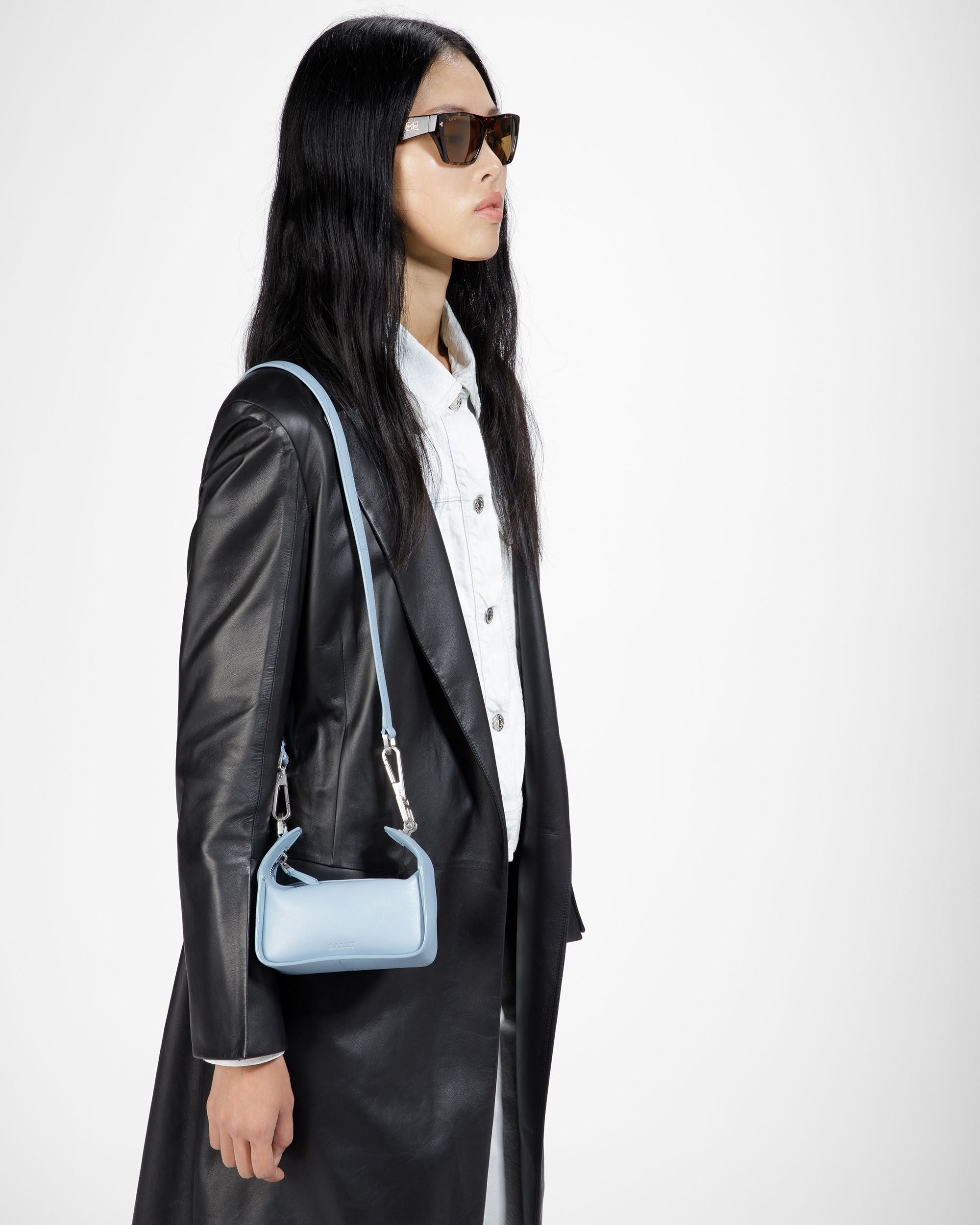 Bally Global - B-Hook XS Leather Minibag In Light Blue - Blue