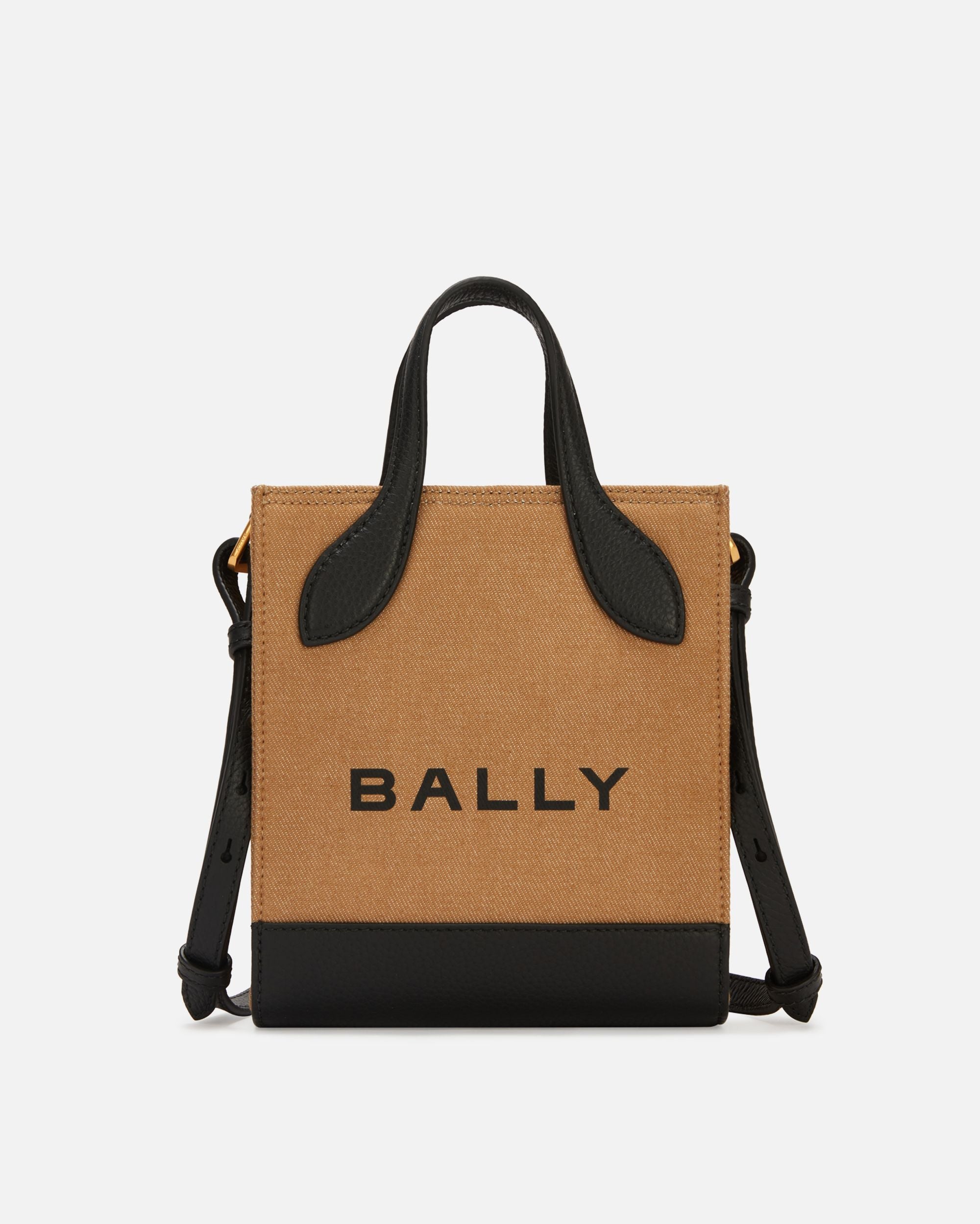 Bally Global - Mini Sac Cabas Bar En Toile Et Cuir Beige Et Noir - Beige