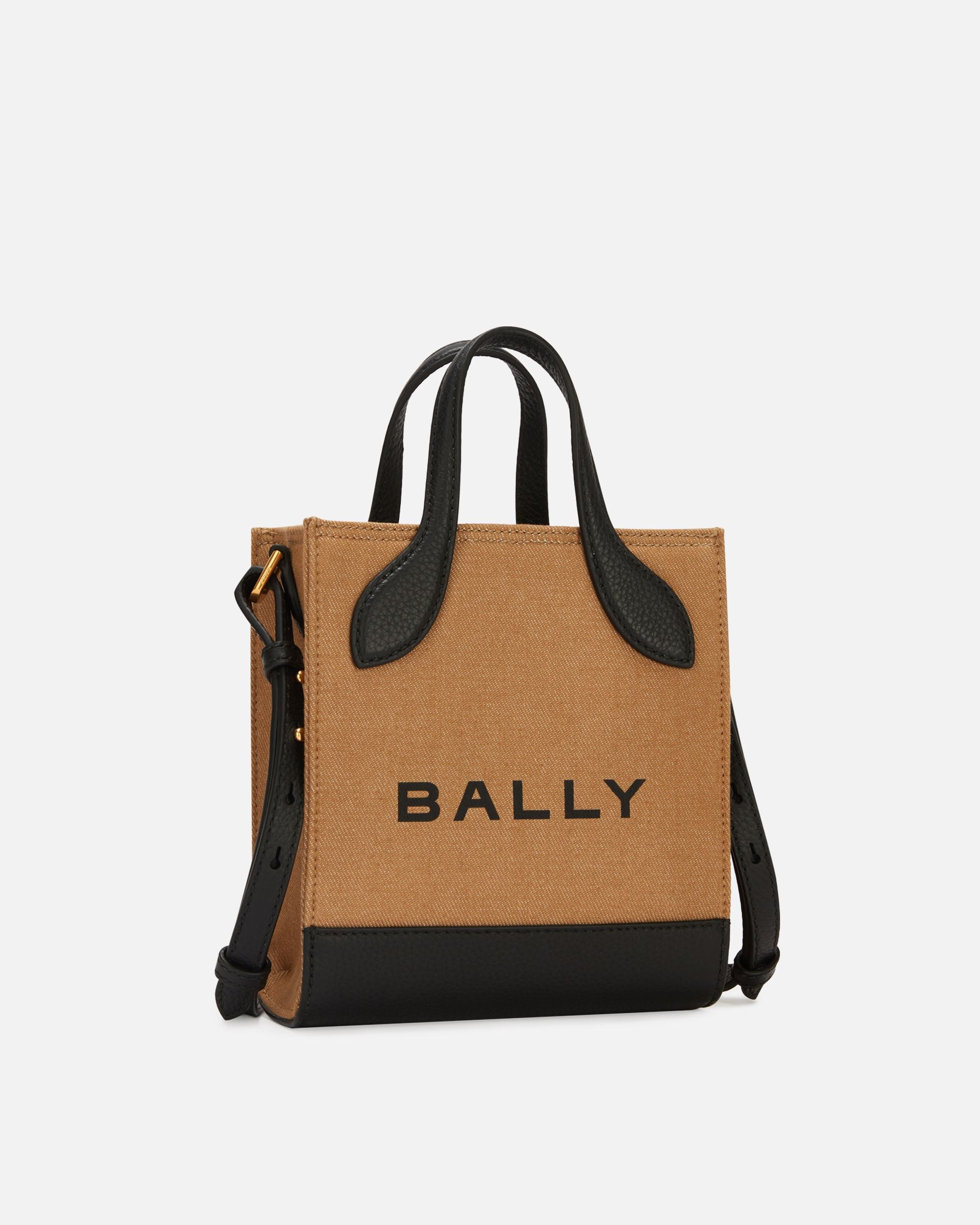 Bally Global - Mini Sac Cabas Bar En Toile Et Cuir Beige Et Noir - Beige