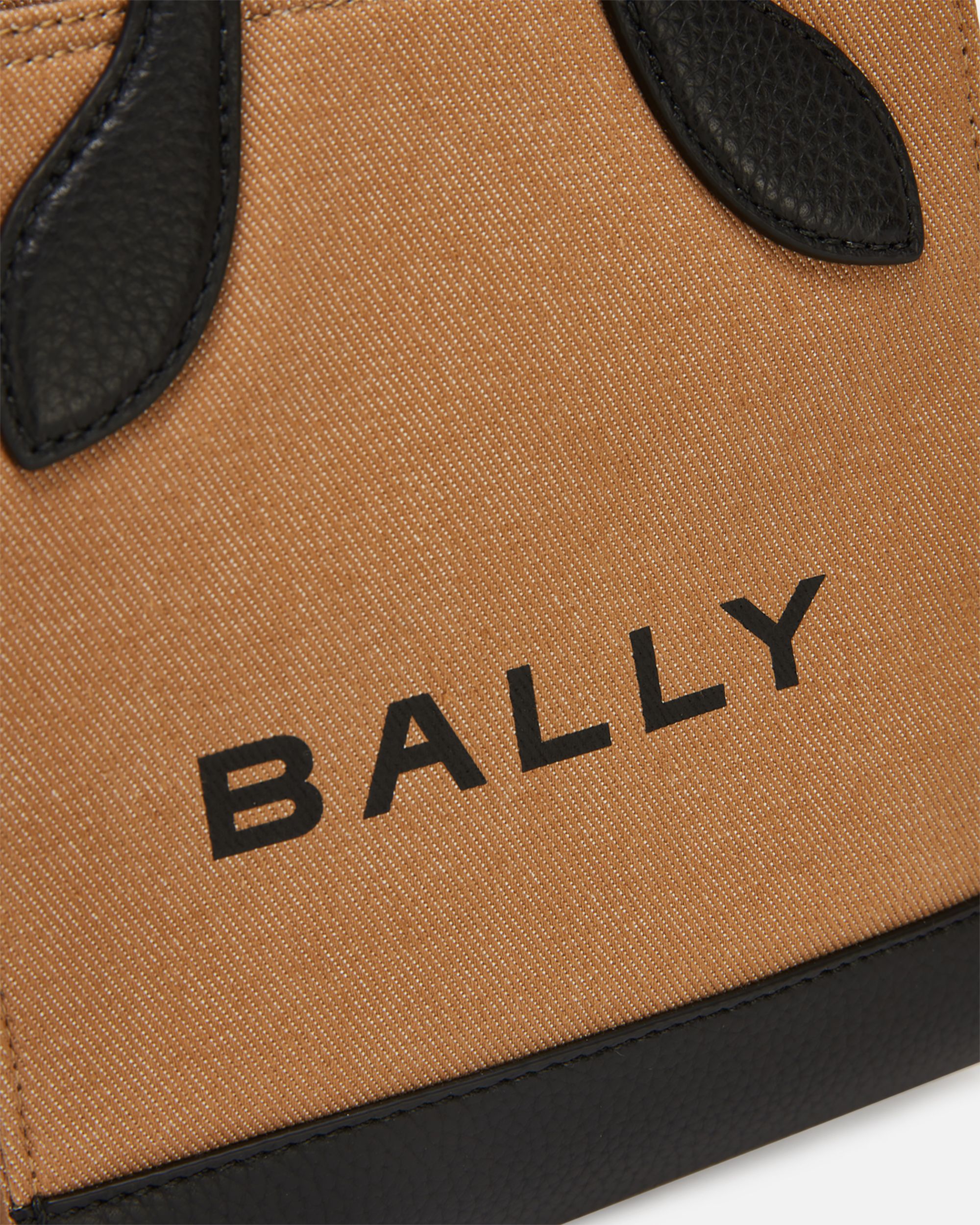 Bally Global - Mini Sac Cabas Bar En Toile Et Cuir Beige Et Noir - Beige