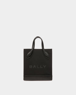 Minibolso Tote Bar De Nailon Y Piel Negra