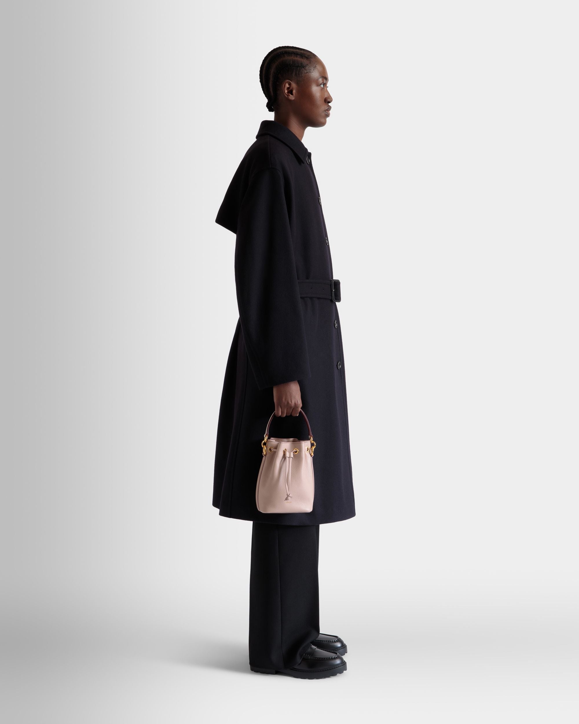 Bally Global - Code Mini Bucket Bag in Light Beige Leather - Beige