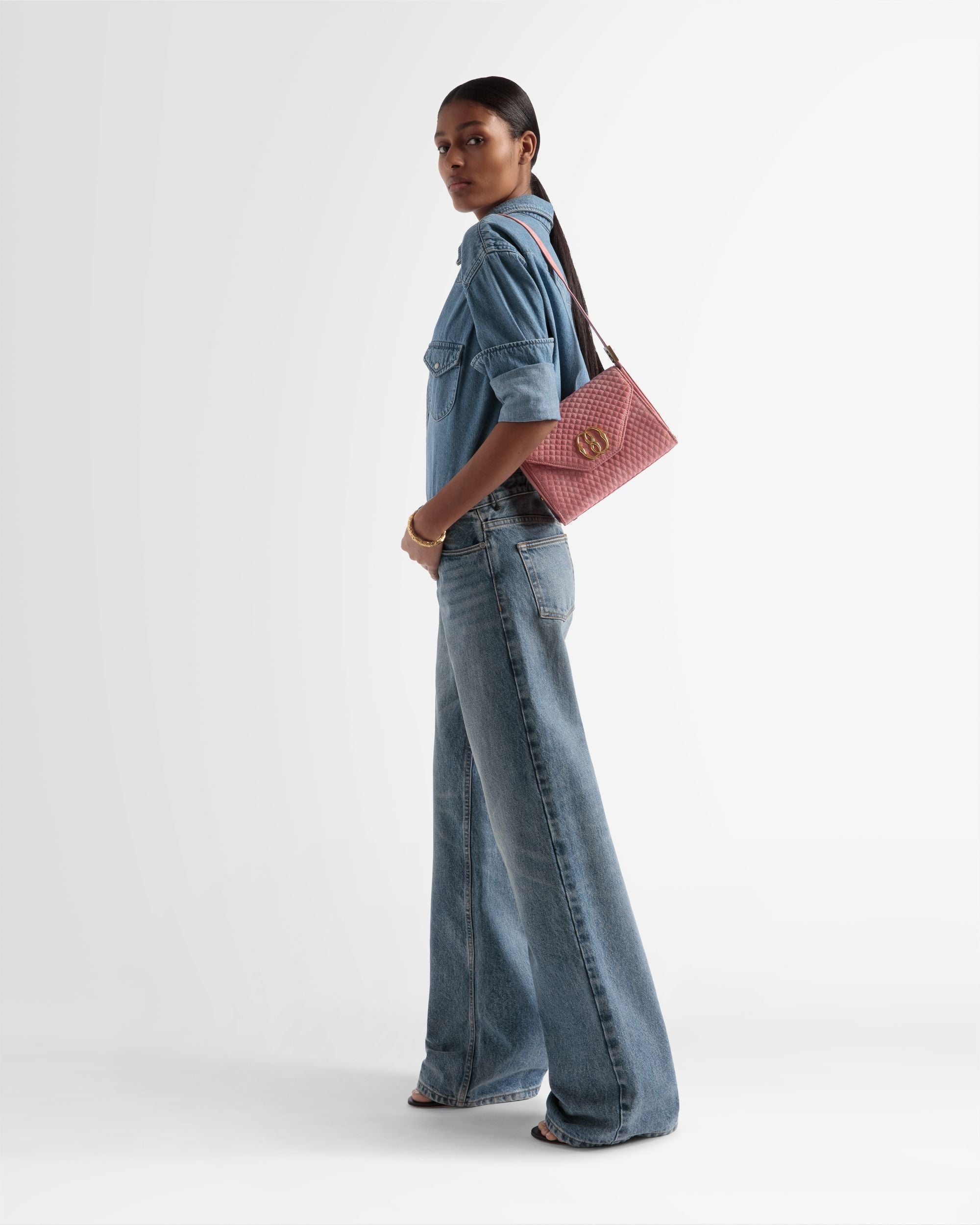Bally Global - Emblem Top Handle In Quilted Suede - Pink