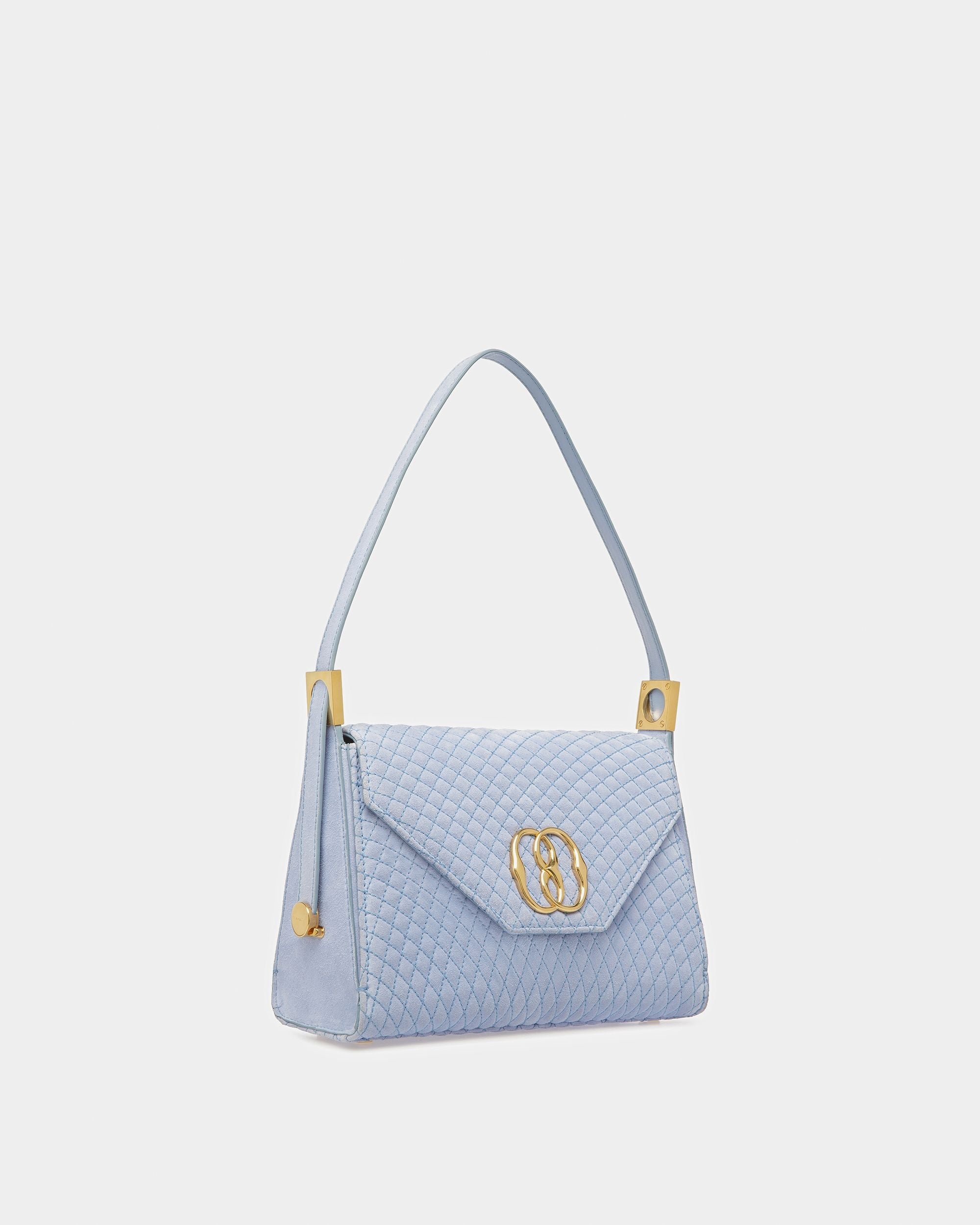 Bally Global - Emblem Top Handle In Quilted Suede - Blue