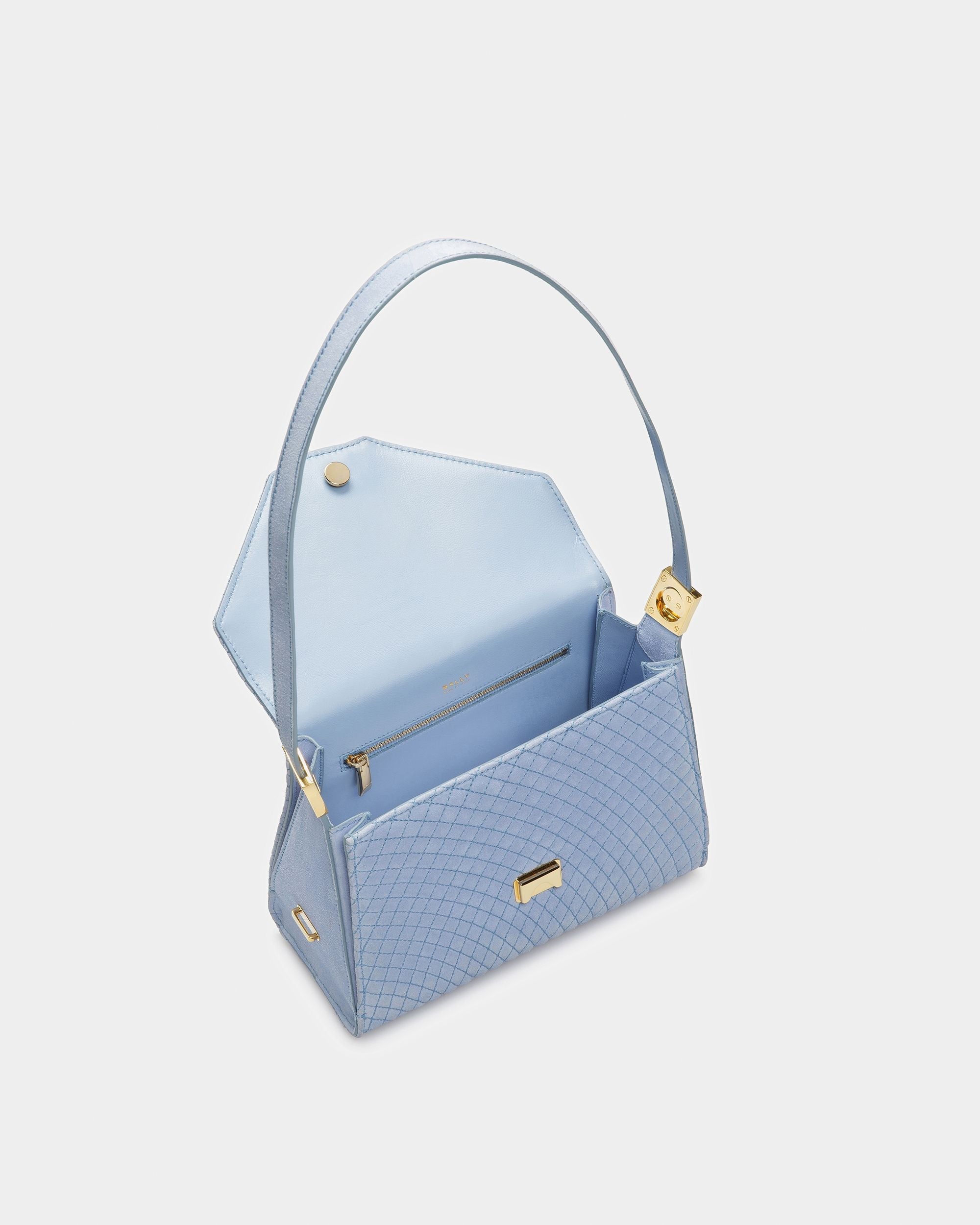 Bally Global - Emblem Top Handle In Quilted Suede - Blue