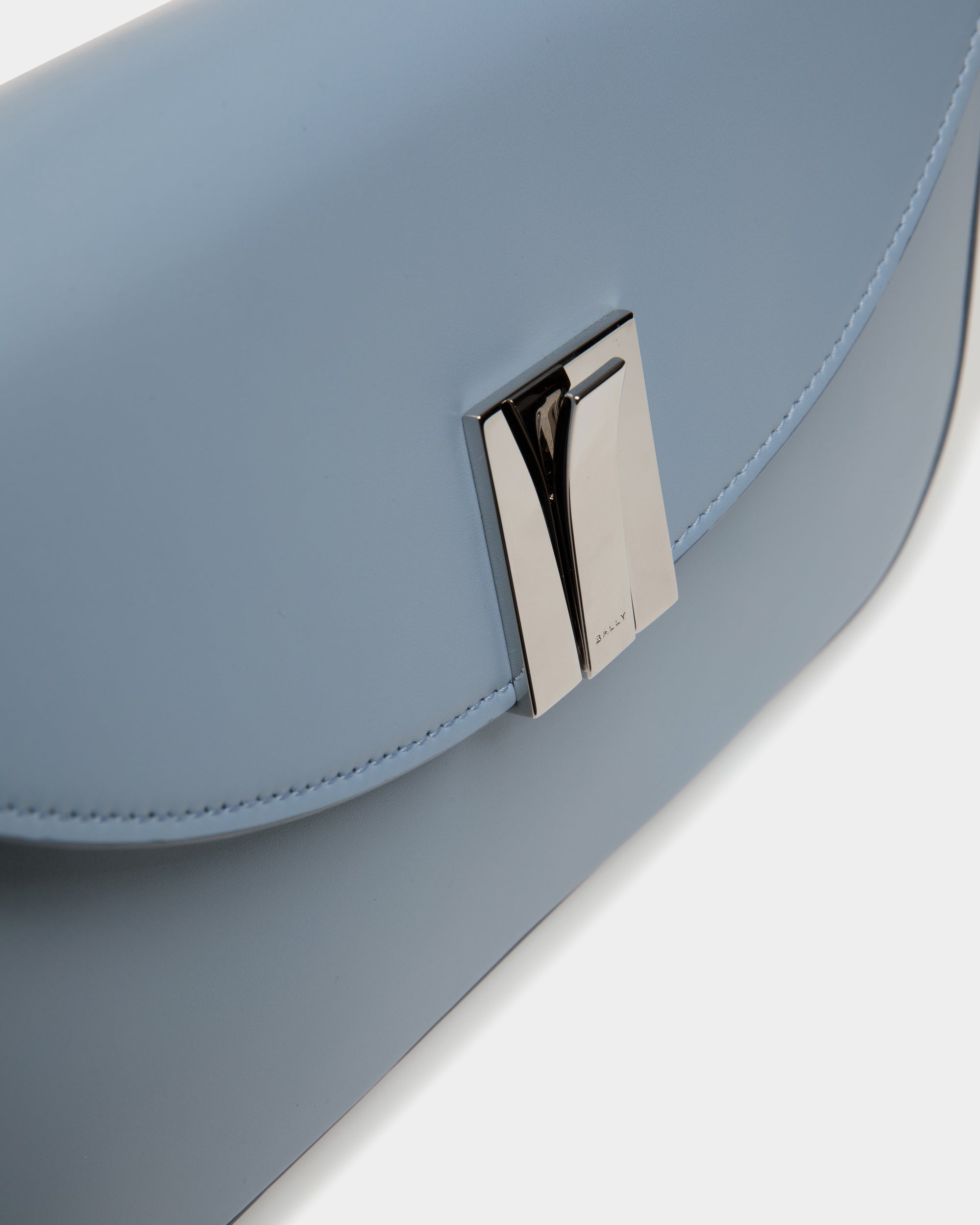Bally Global - Ollam Small Shoulder Bag in Light Blue Leather - Blue