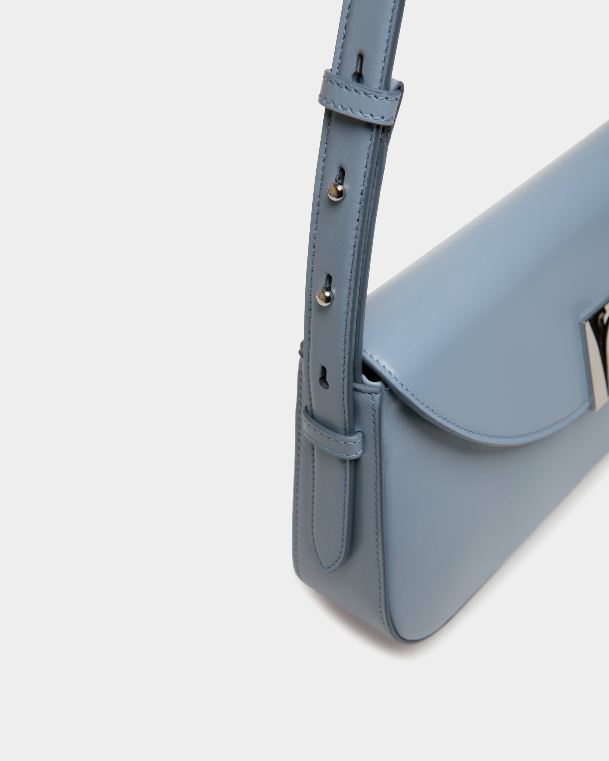 Bally Global - Ollam Small Shoulder Bag in Light Blue Leather - Blue