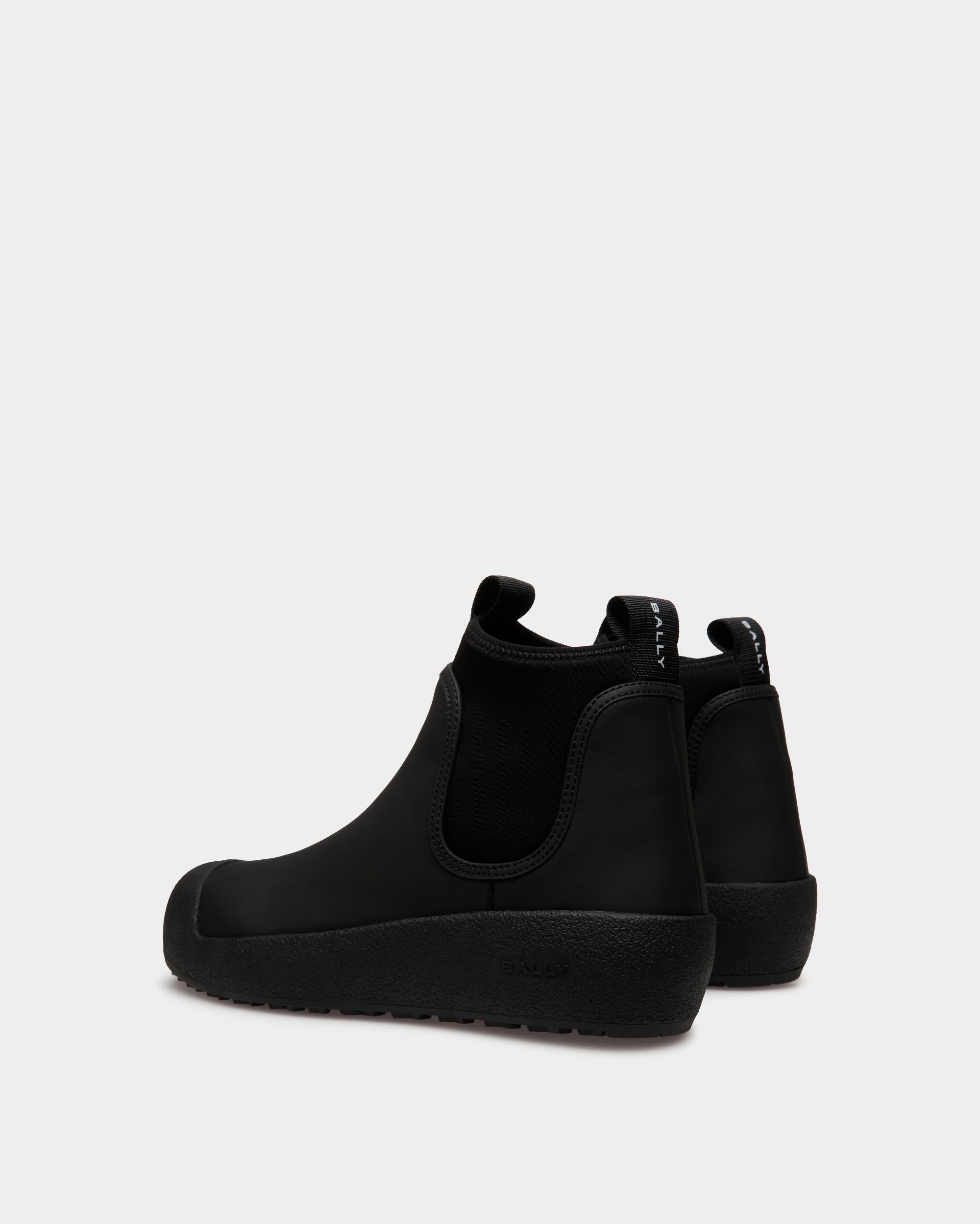 Bally Global - Bally Curling Bootie in Black Rubberized Leather - Black