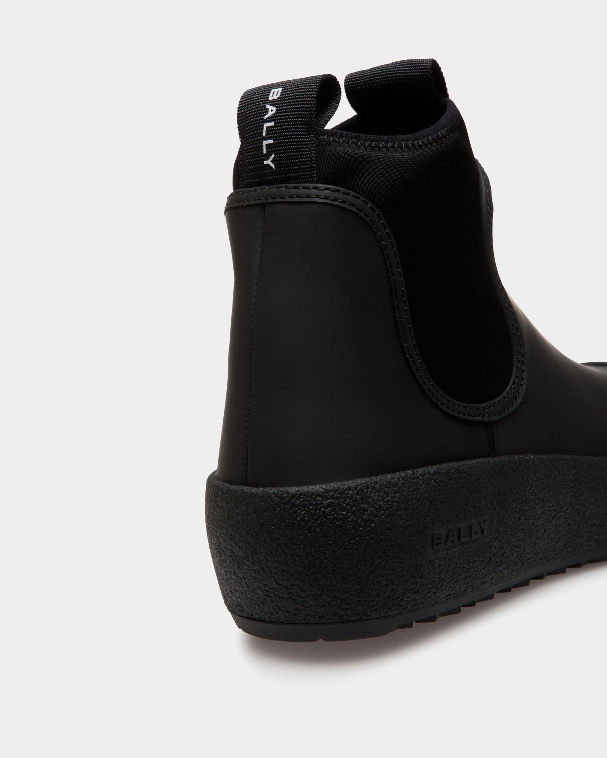 Bally Global - Bally Curling Bootie in Black Rubberized Leather - Black